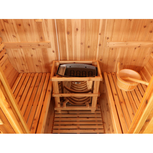 Sunray Solace 2-Person Traditional Barrel Sauna with Harvia 6kW Heater