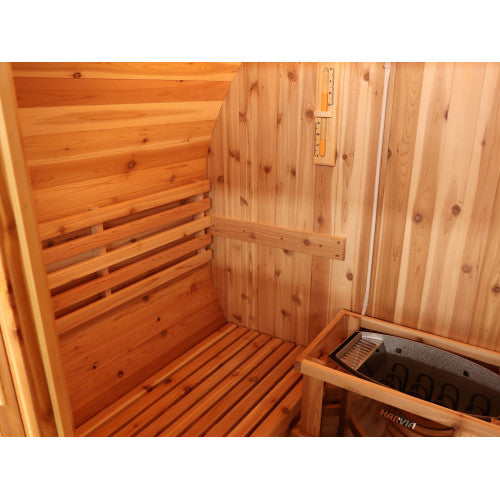 Sunray Solace 2-Person Traditional Barrel Sauna with Harvia 6kW Heater