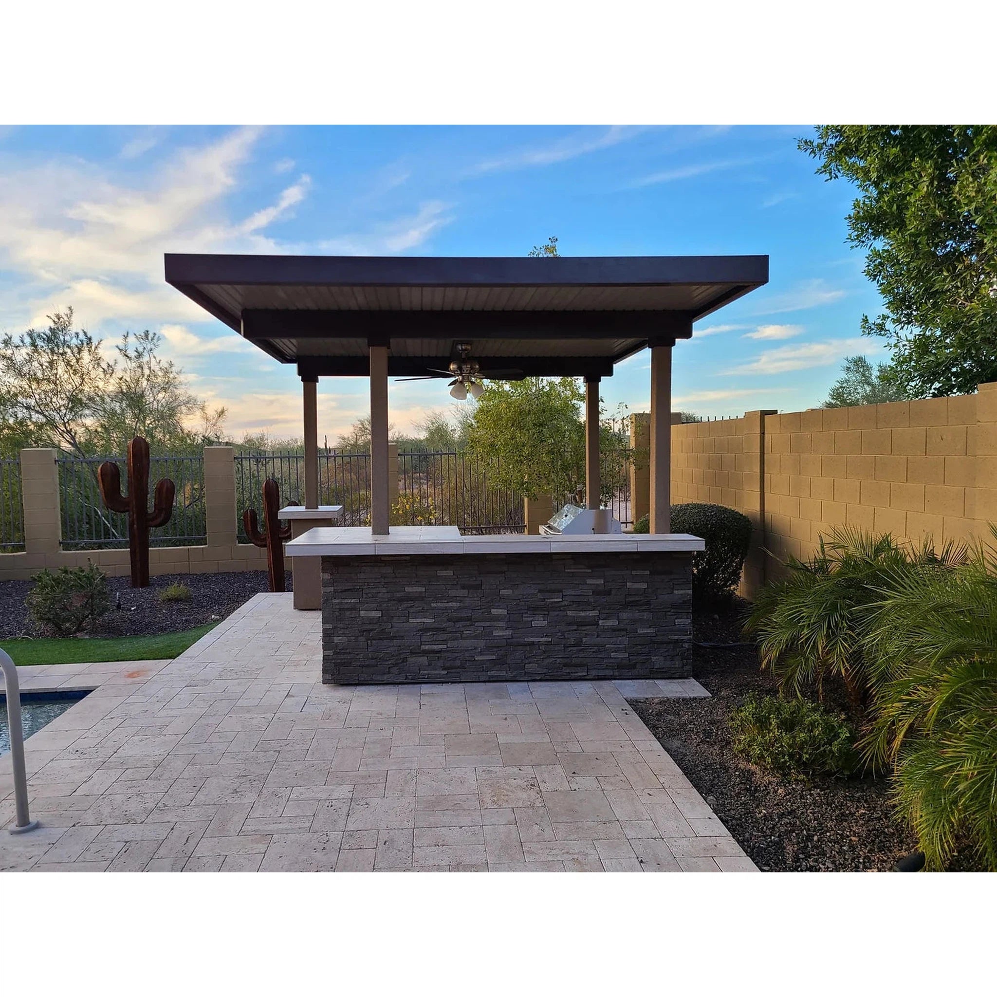 KoKoMo Aruba BBQ Island With 12' x 12' Pergola Built-In BBQ Grill