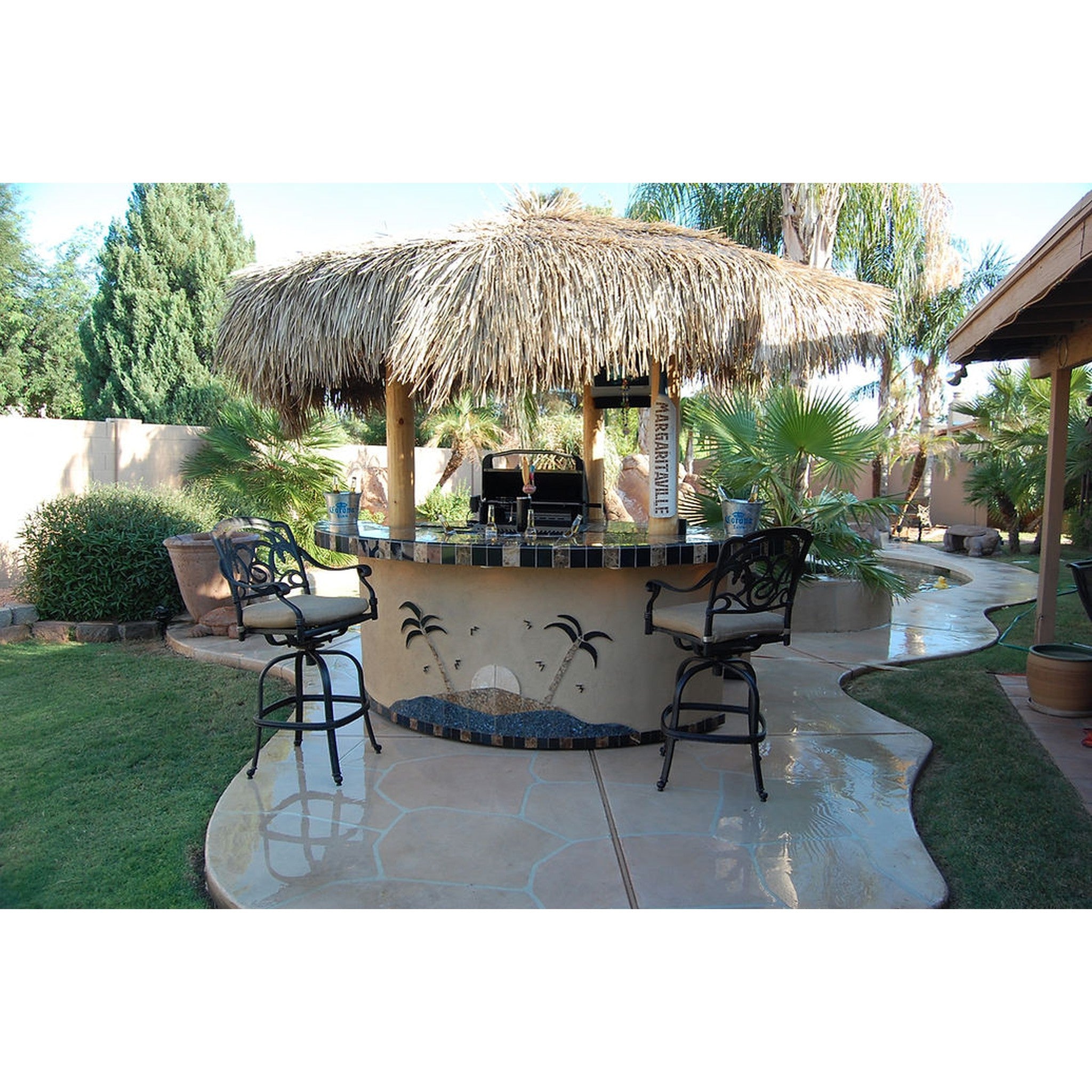 KoKoMo Tahiti Outdoor Kitchen with 10-Foot Palapa and Built-In BBQ Grill