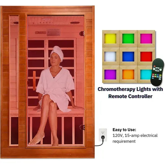 Golden Designs Dynamic "Cordoba Elite" 2 Person Ultra Low EMF FAR IR Sauna w/ Hemlock