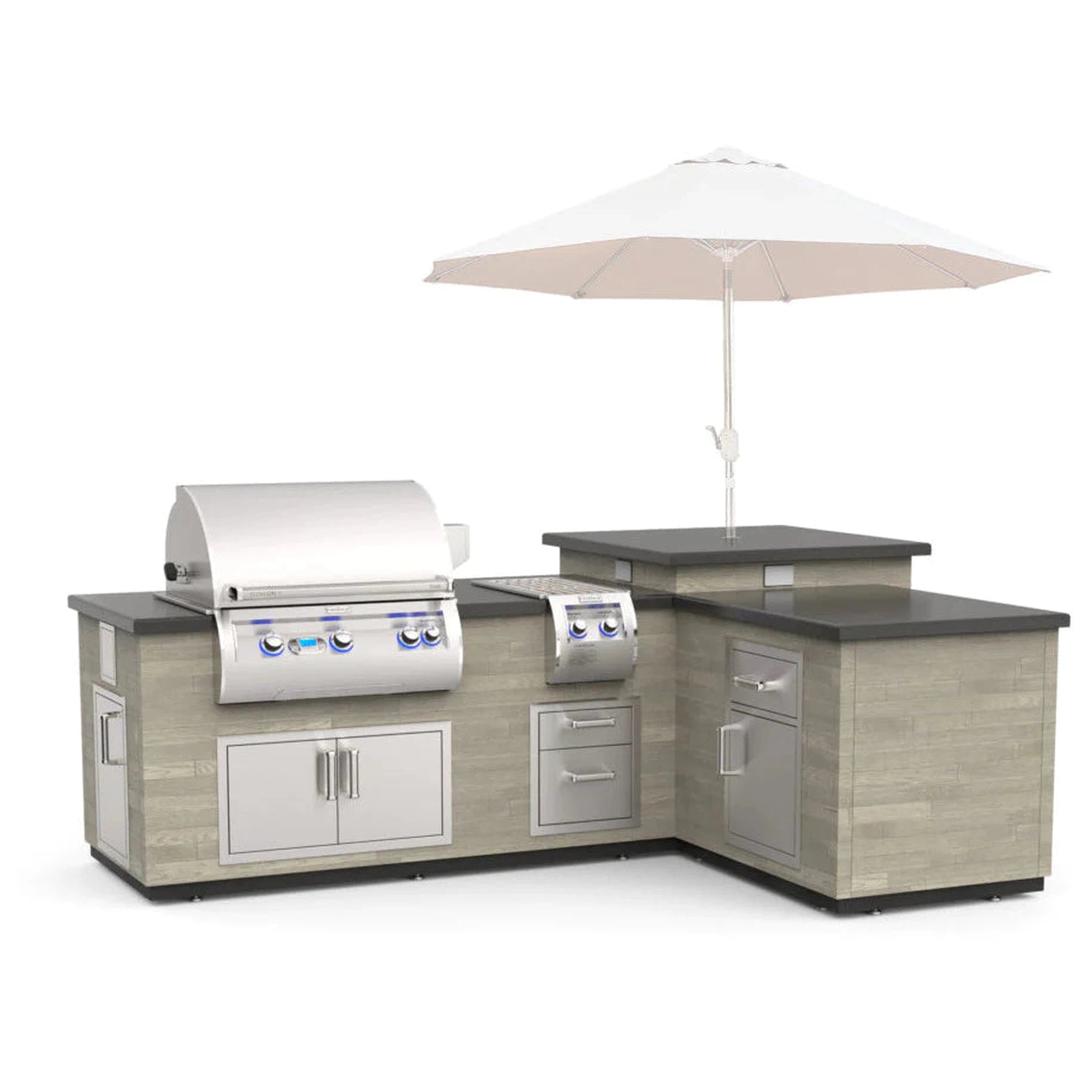 Fire Magic L-Shaped "Reclaimed Wood" Island Only