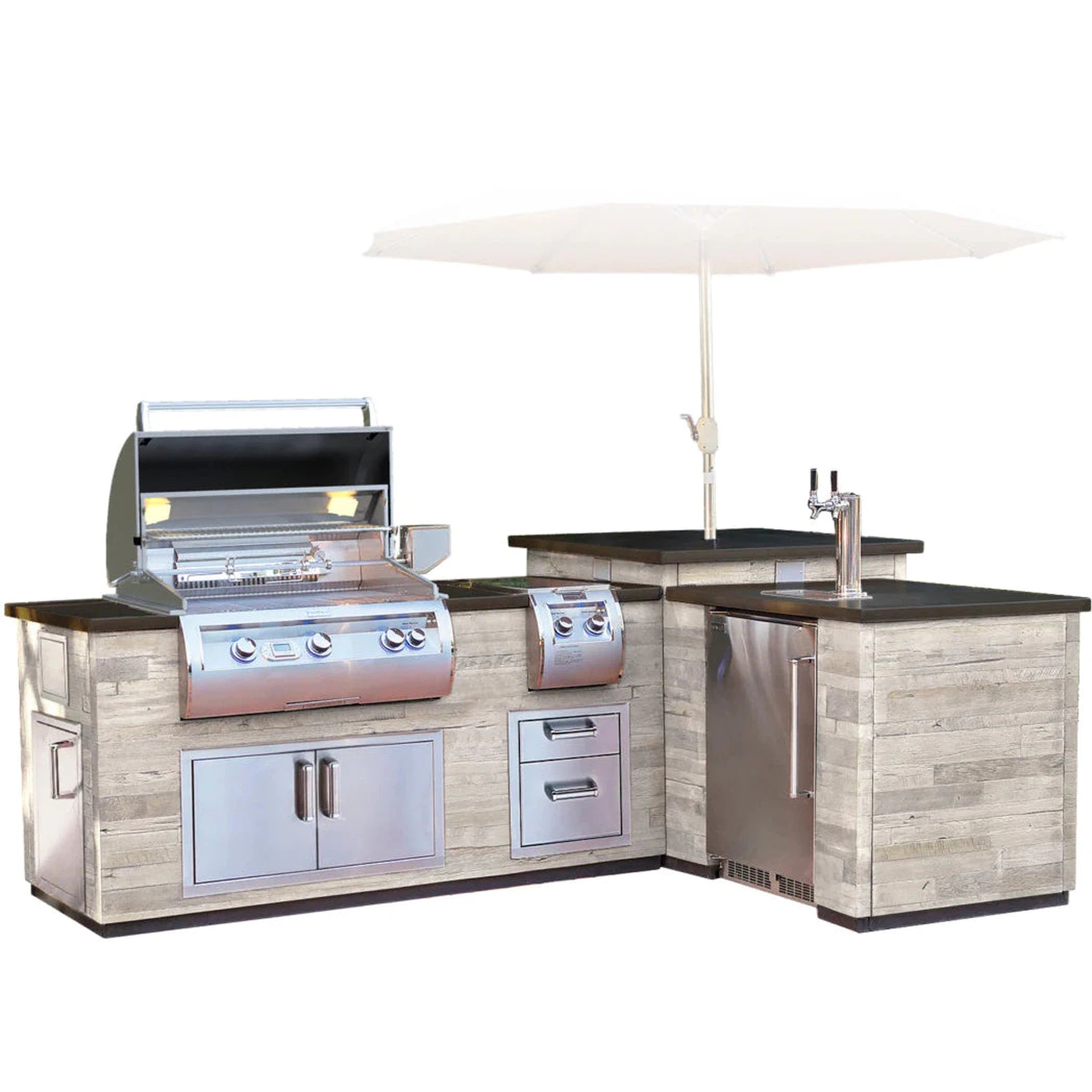 Fire Magic L-Shaped "Reclaimed Wood" Island Only