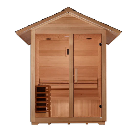 Golden Designs "Arlberg" 3-Person Traditional Outdoor Steam Sauna - Canadian Hemlock