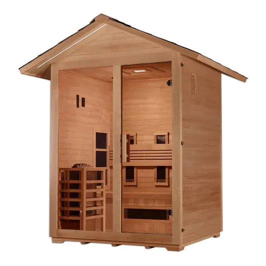 Golden Designs "Carinthia" 3-Person Full Spectrum Hybrid Outdoor Steam Sauna - Canadian Hemlock