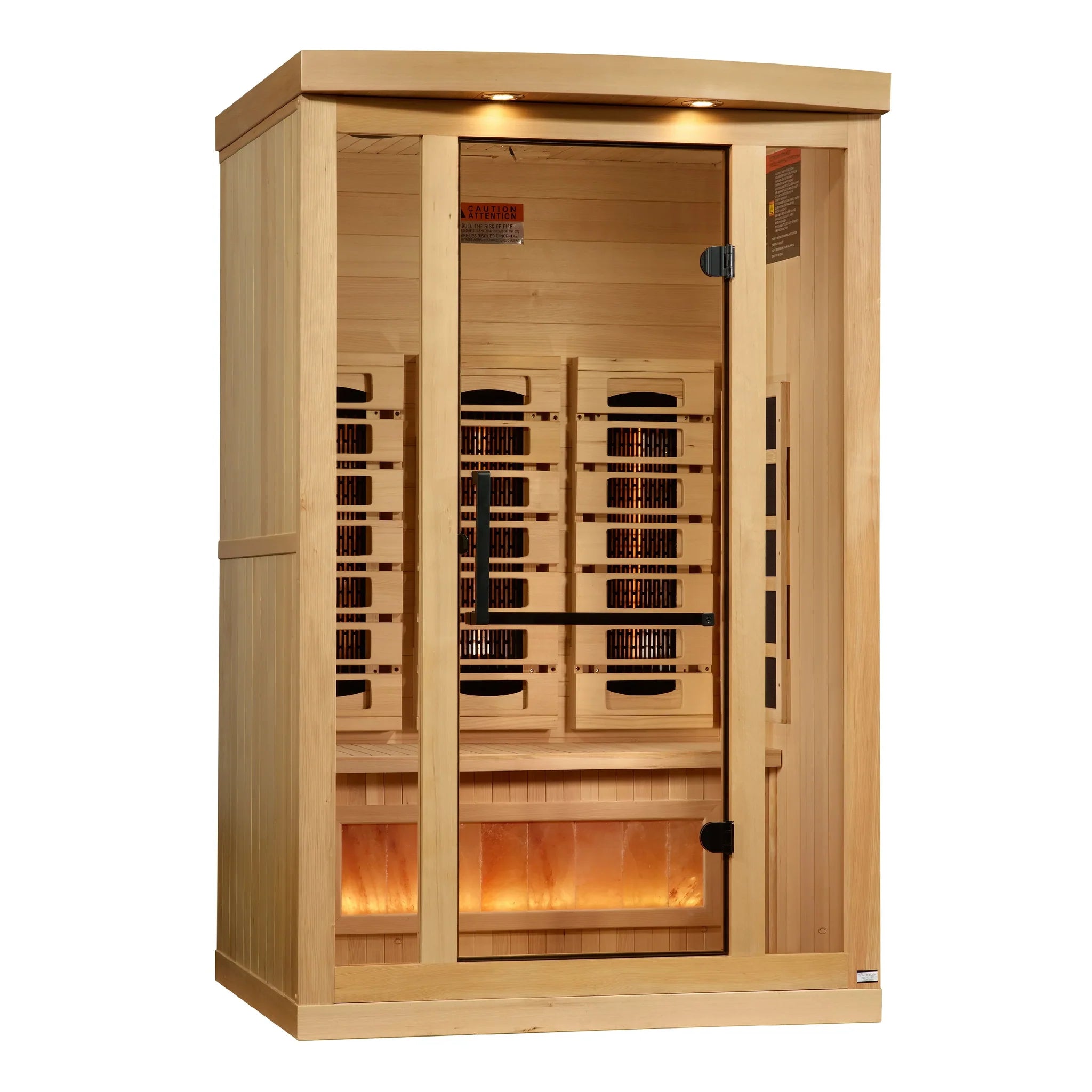 Golden Designs 1-2 Person Full Spectrum PureTech™ Near Zero EMF FAR Infrared Sauna with Himalayan Salt Bar (Canadian Hemlock)