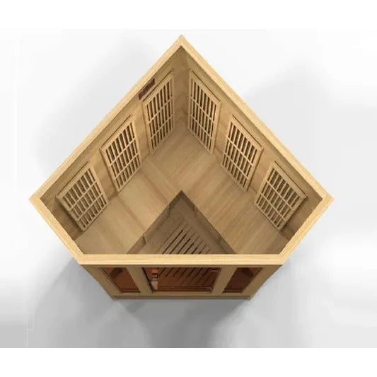 Golden Designs Sauna Maxxus 3-Person, Corner Low EMF (Under 8MG) FAR Infrared Sauna (Canadian Hemlock)