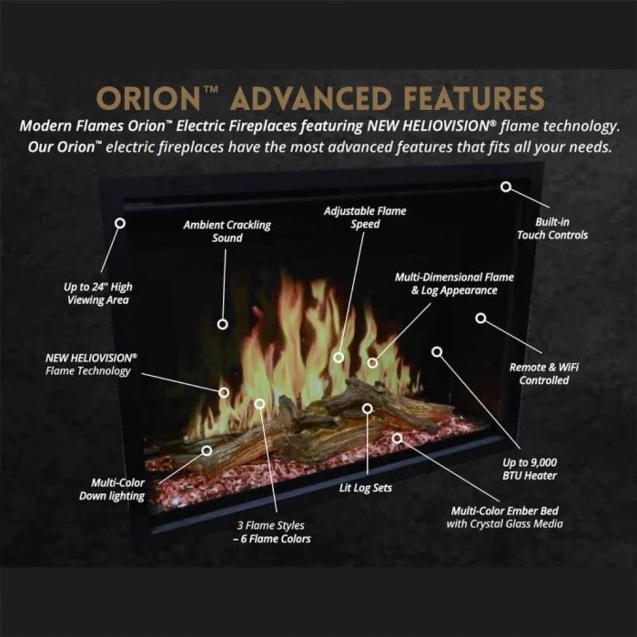 Modern Flames Orion Traditional Built-In Virtual Electric Fireplace