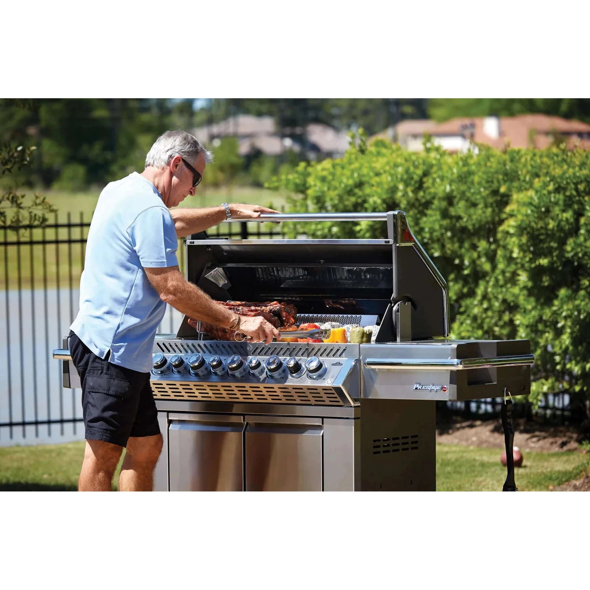 Napoleon Prestige PRO 665 Freestanding Gas Grill with Infrared Rear Burner and Infrared Side Burner and Rotisserie Kit