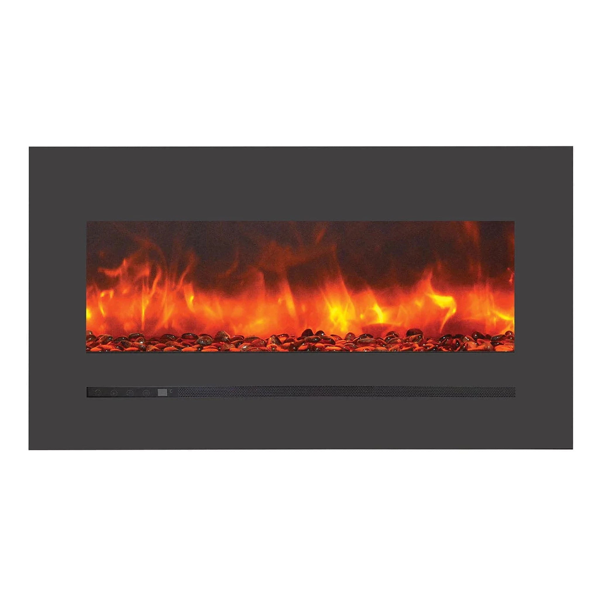 Amantii Wall Mount / Flush Mount Electric Fireplace with a Steel Surround and Glass Media