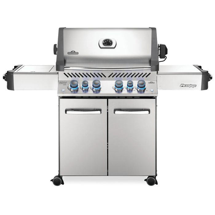 Napoleon Prestige 500 RSIB- Freestanding Gas Grill with Infrared Rear Burner and Infrared Side Burner and Rotisserie Kit