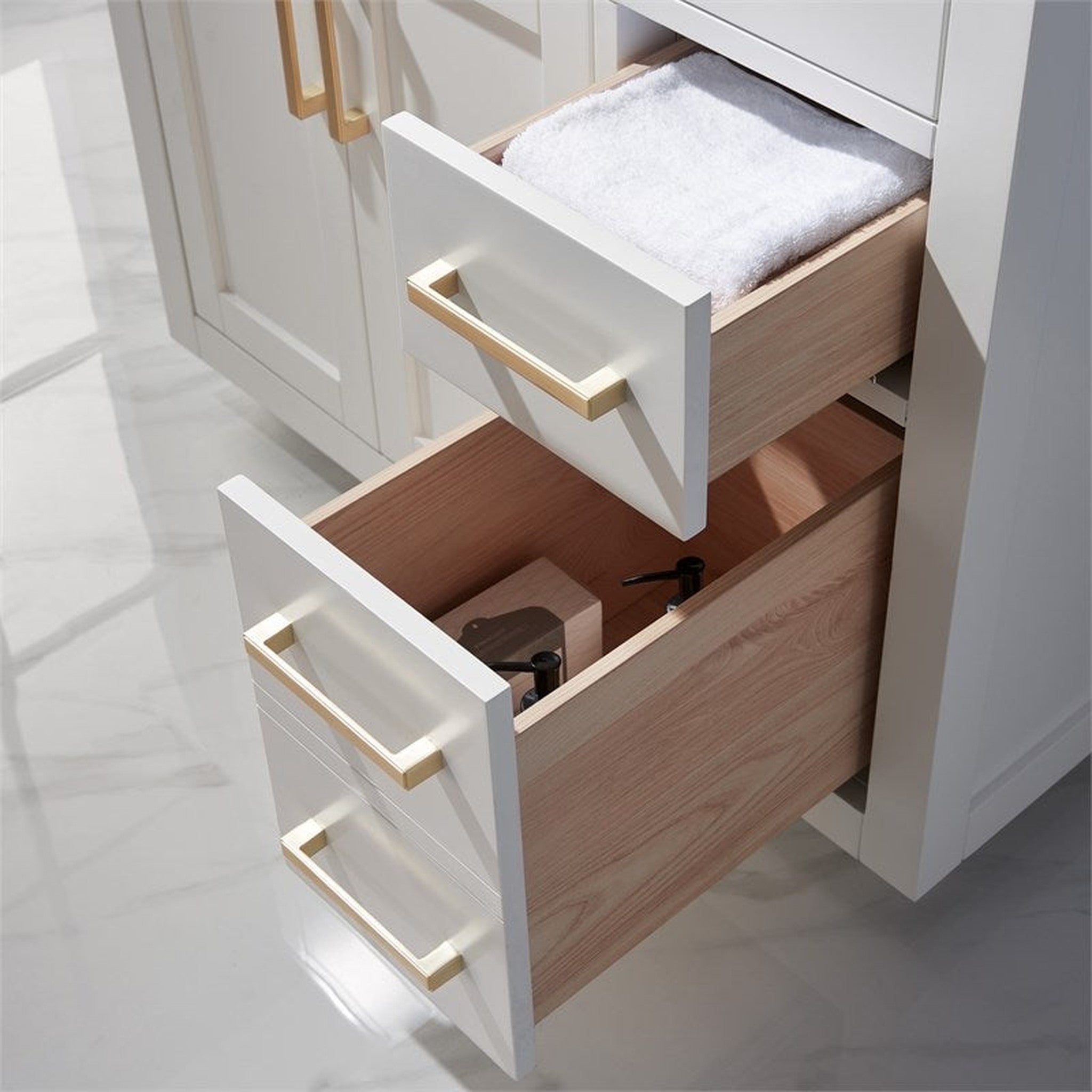 Ivy 36" Single Bathroom Vanity Cabinet Only in White and Mirror, without Countertop