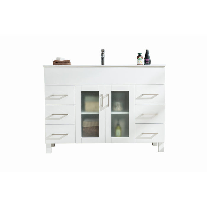 Nova 48" White Bathroom Vanity with White Ceramic Basin Countertop