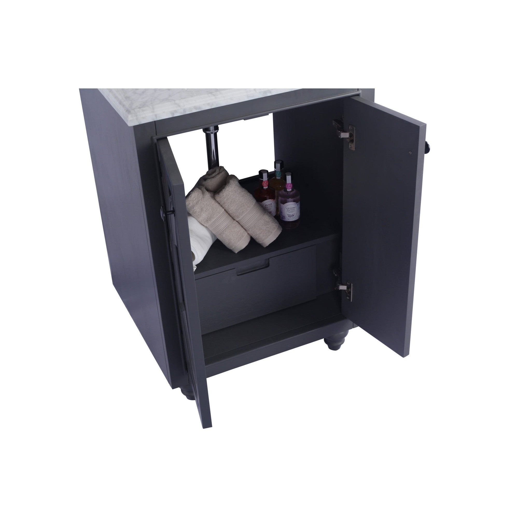 Odyssey 24" Maple Grey Bathroom Vanity with Matte Black VIVA Stone Solid Surface Countertop