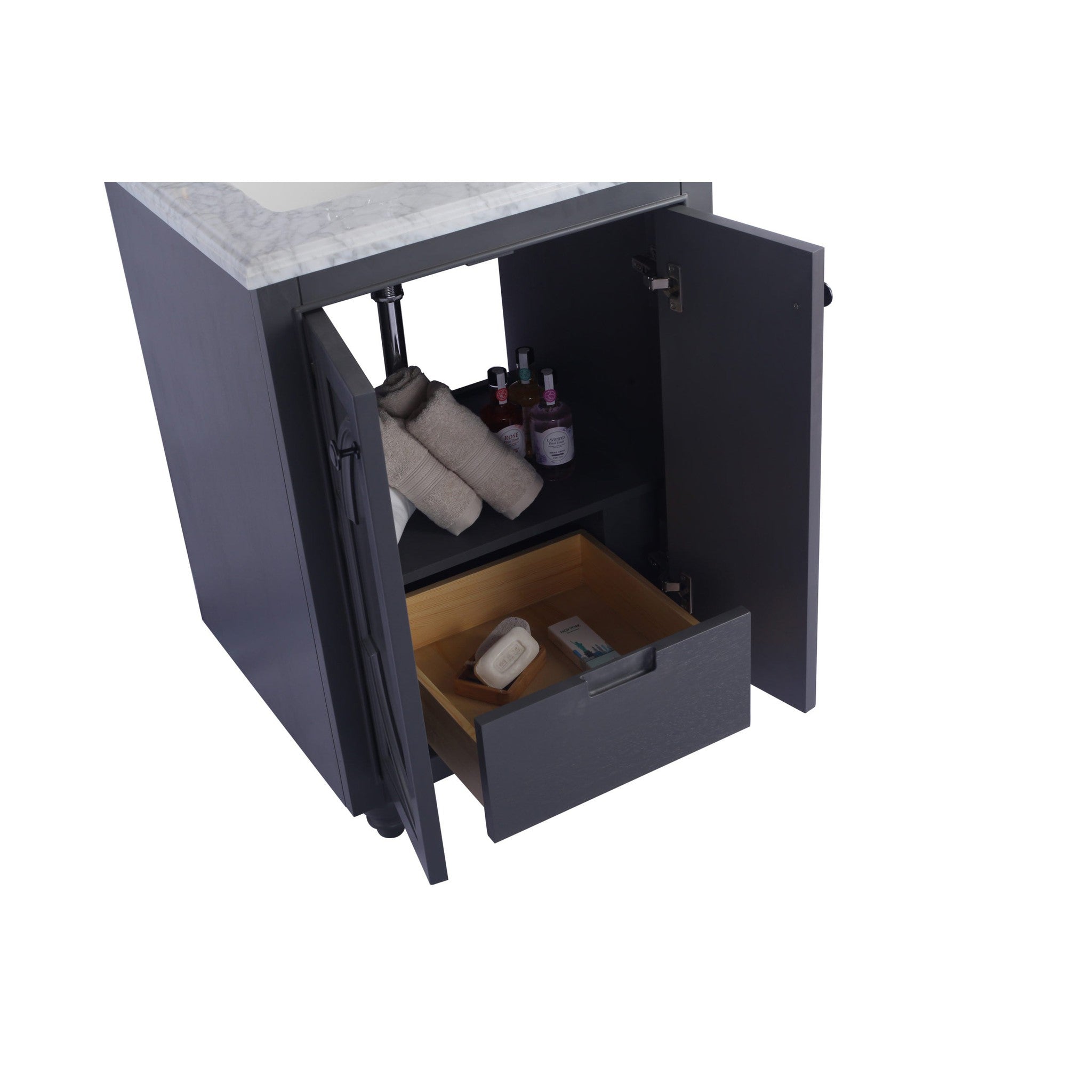 Odyssey 24" Maple Grey Bathroom Vanity with White Carrara Marble Countertop