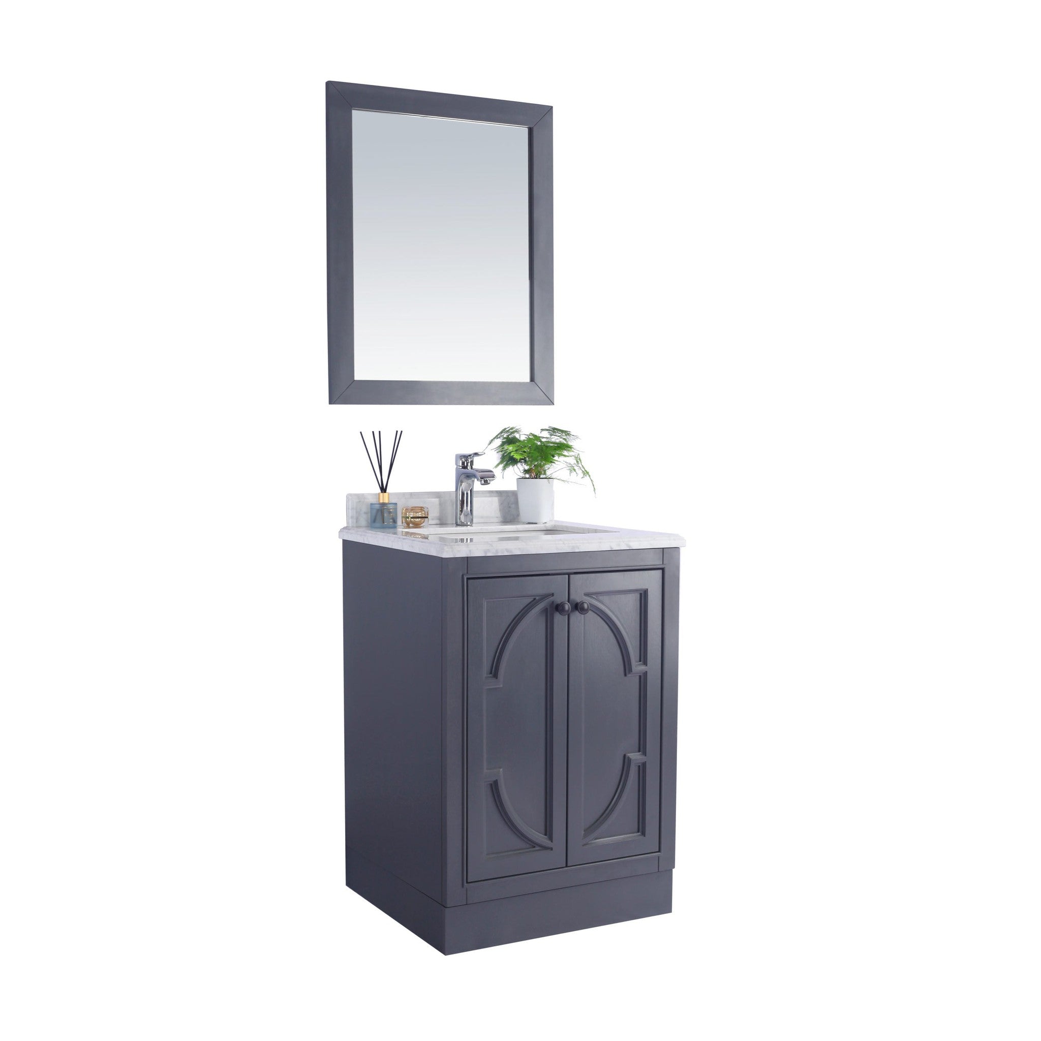 Odyssey 24" Maple Grey Bathroom Vanity with White Quartz Countertop