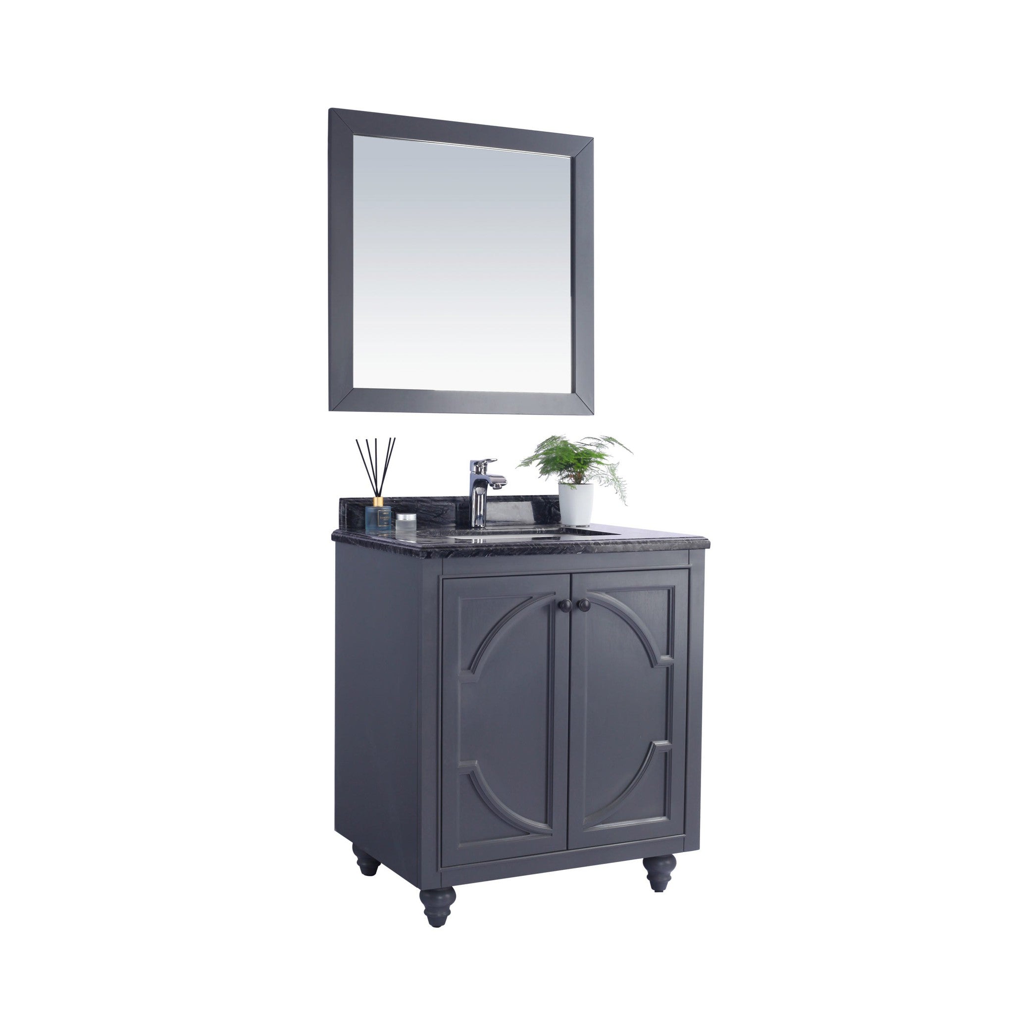 Odyssey 30" Maple Grey Bathroom Vanity with Black Wood Marble Countertop