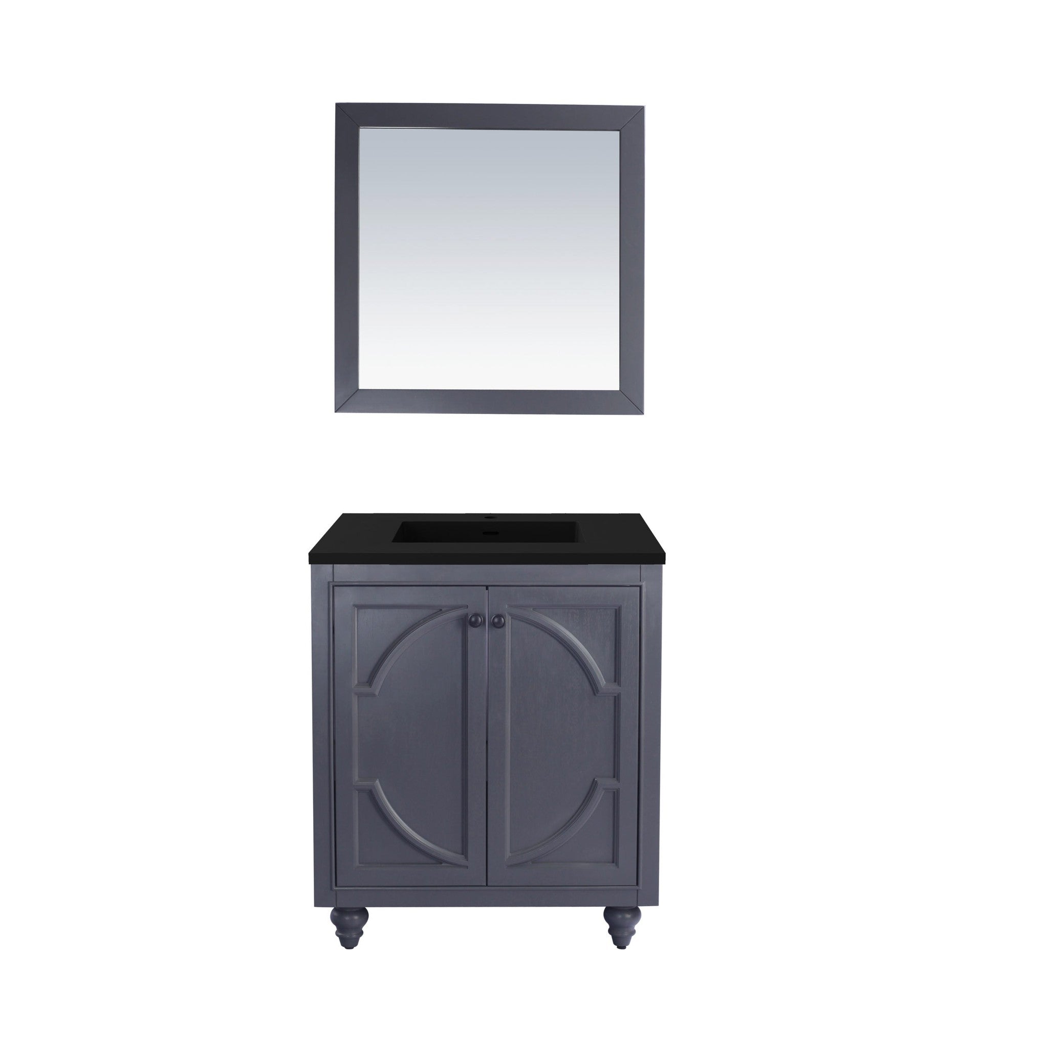 Odyssey 30" Maple Grey Bathroom Vanity with Matte Black VIVA Stone Solid Surface Countertop