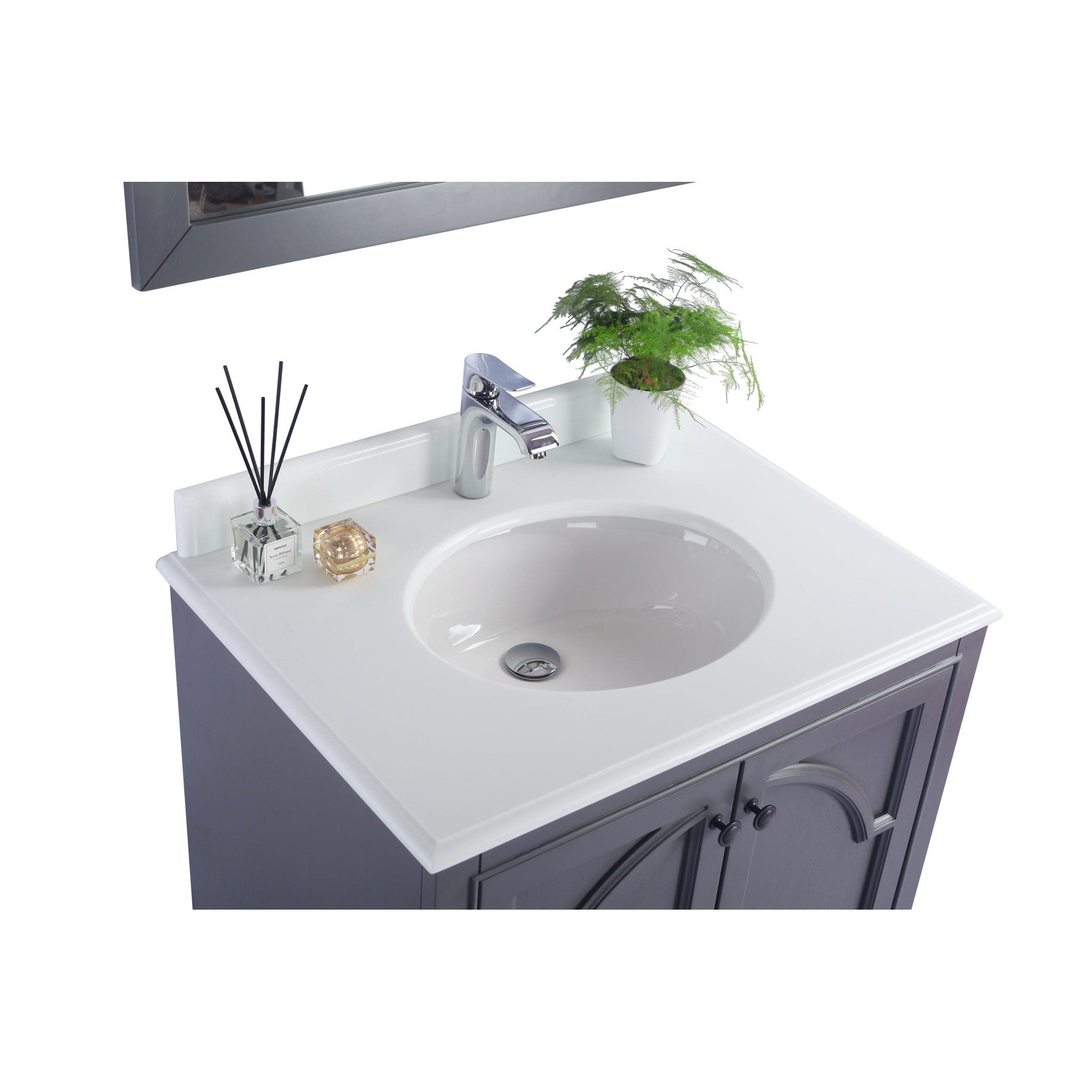 Odyssey 30" Maple Grey Bathroom Vanity with Pure White Phoenix Stone Countertop