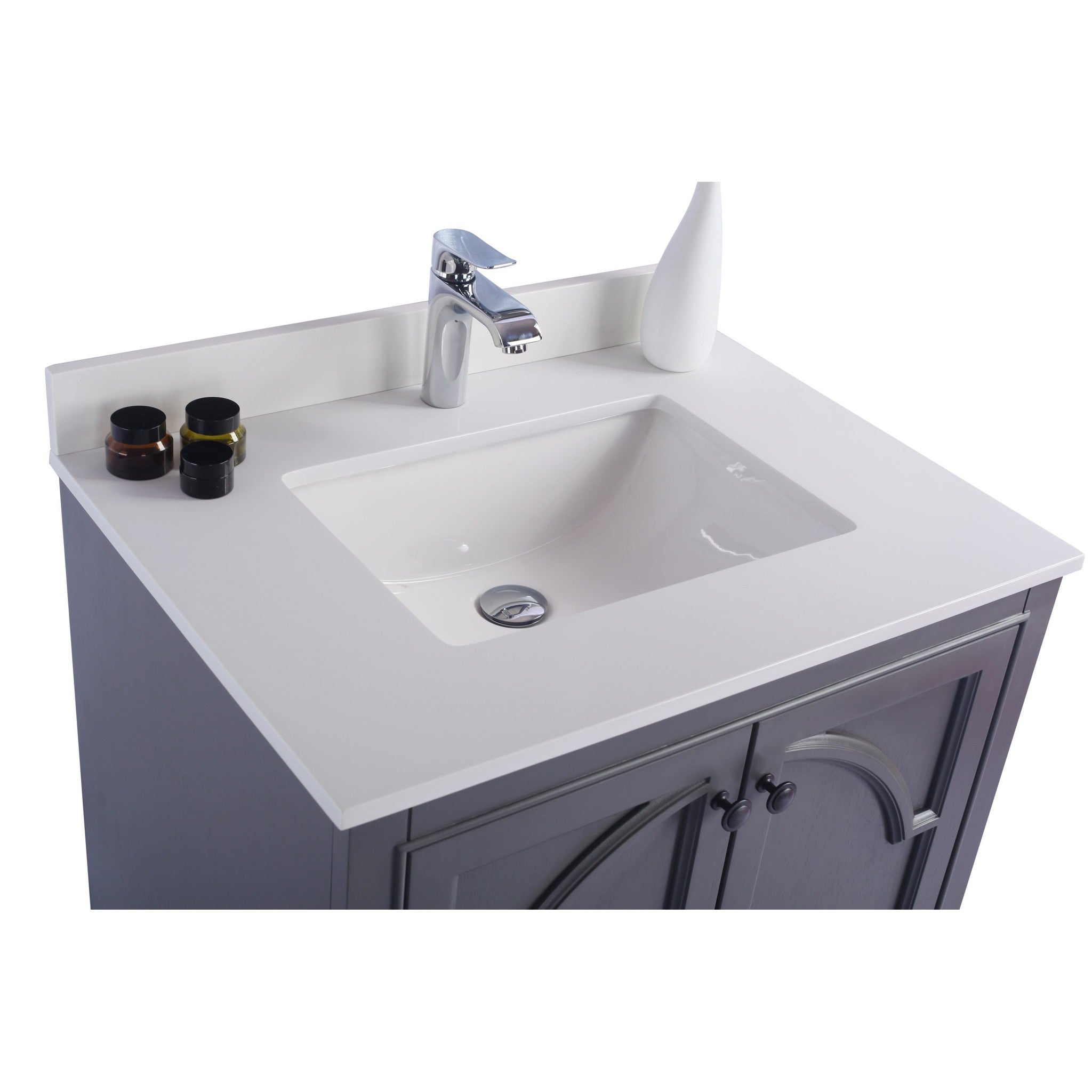 Odyssey 30" Maple Grey Bathroom Vanity with White Quartz Countertop