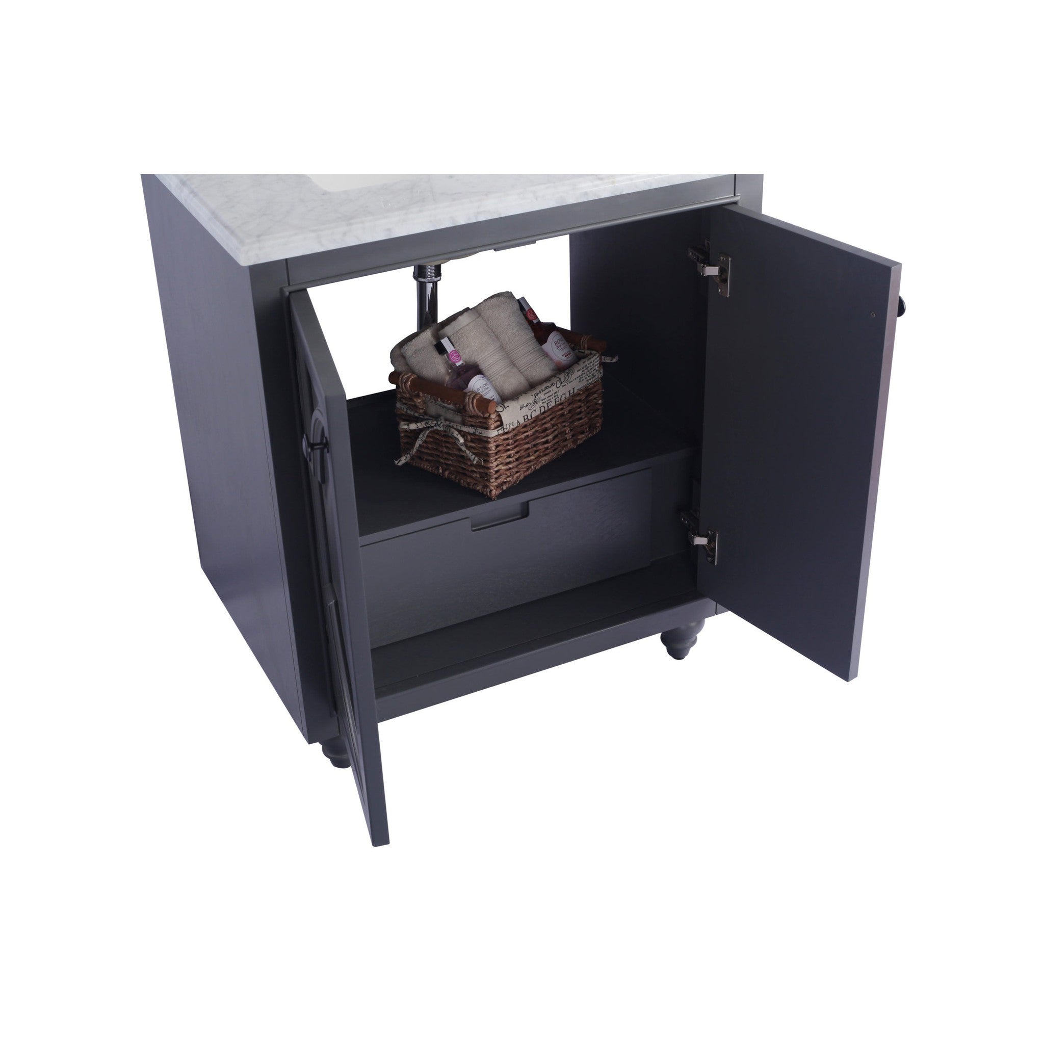 Odyssey 30" Maple Grey Bathroom Vanity with White Quartz Countertop