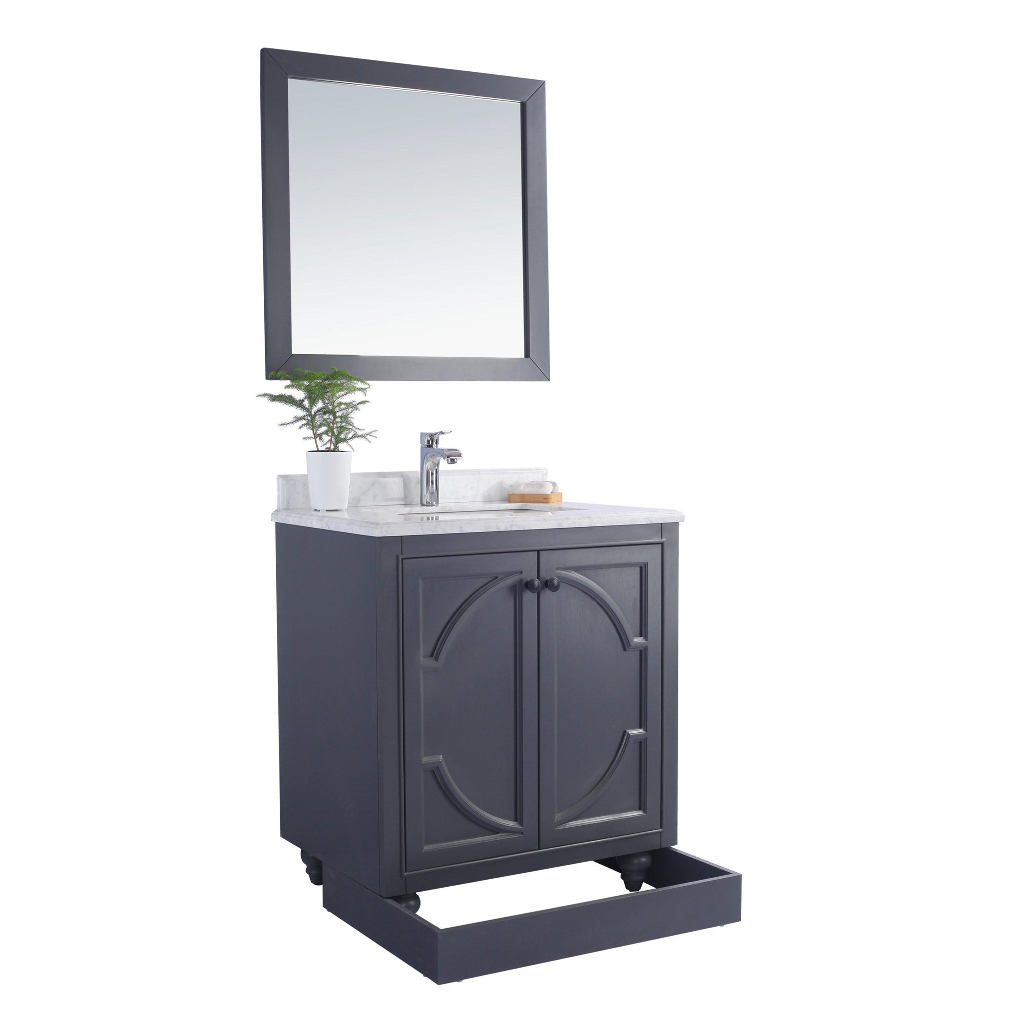 Odyssey 30" Maple Grey Bathroom Vanity with White Stripes Marble Countertop