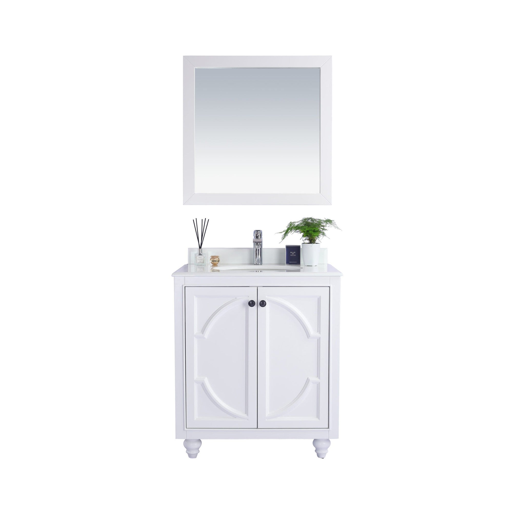 Odyssey 30" White Bathroom Vanity with Pure White Phoenix Stone Countertop