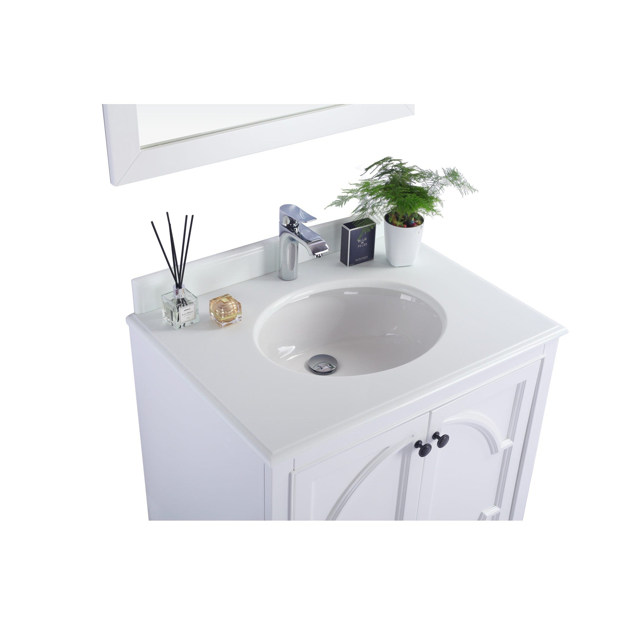Odyssey 30" White Bathroom Vanity with Pure White Phoenix Stone Countertop