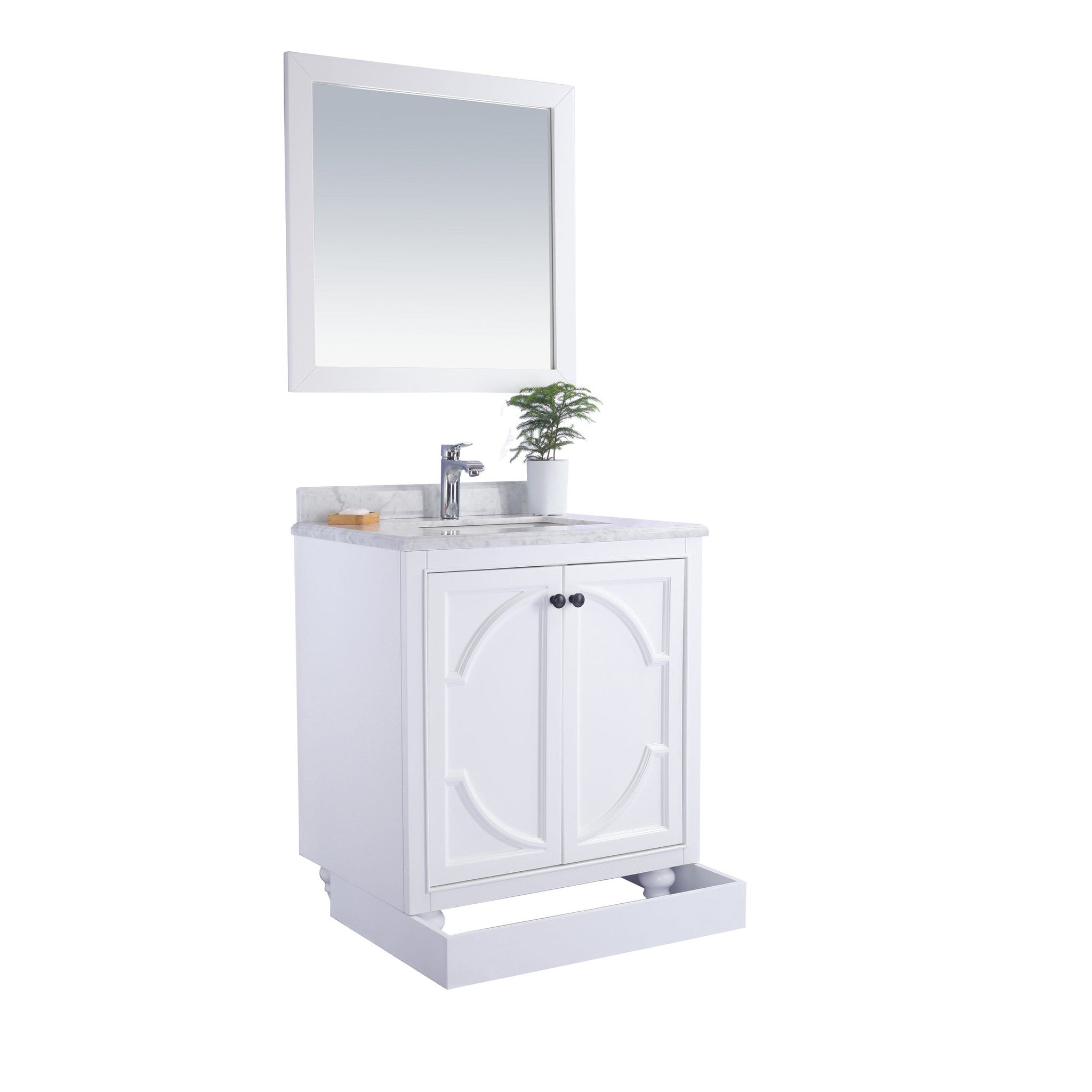 Odyssey 30" White Bathroom Vanity with Pure White Phoenix Stone Countertop
