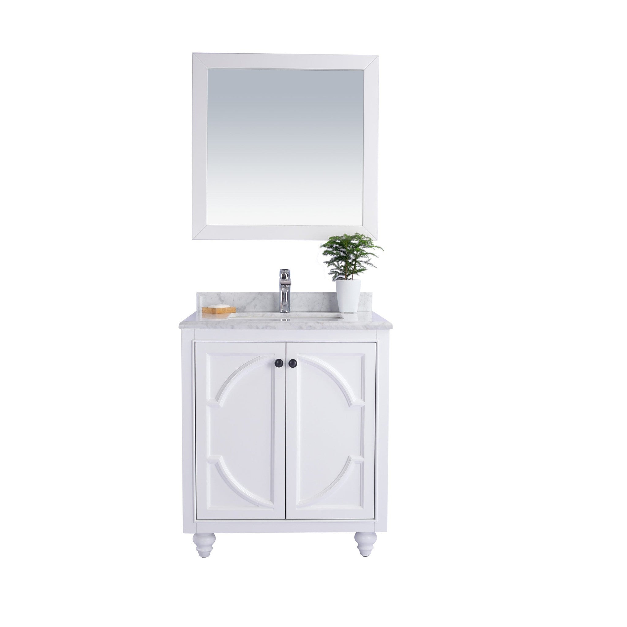 Odyssey 30" White Bathroom Vanity with White Carrara Marble Countertop