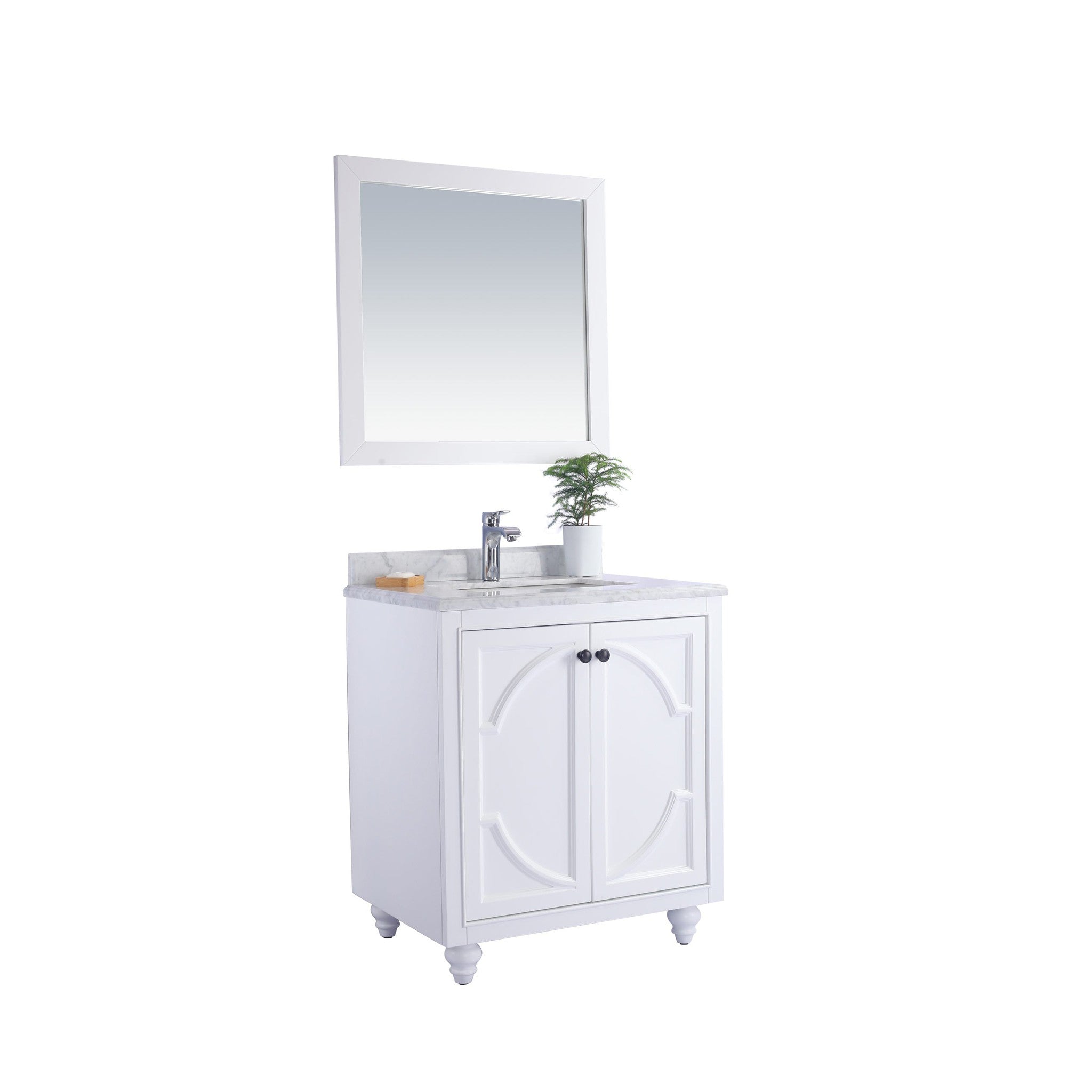Odyssey 30" White Bathroom Vanity with White Carrara Marble Countertop