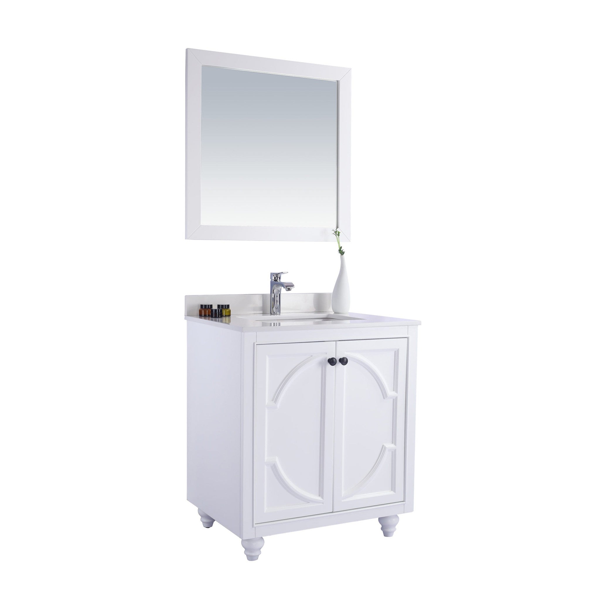 Odyssey 30" White Bathroom Vanity with White Quartz Countertop