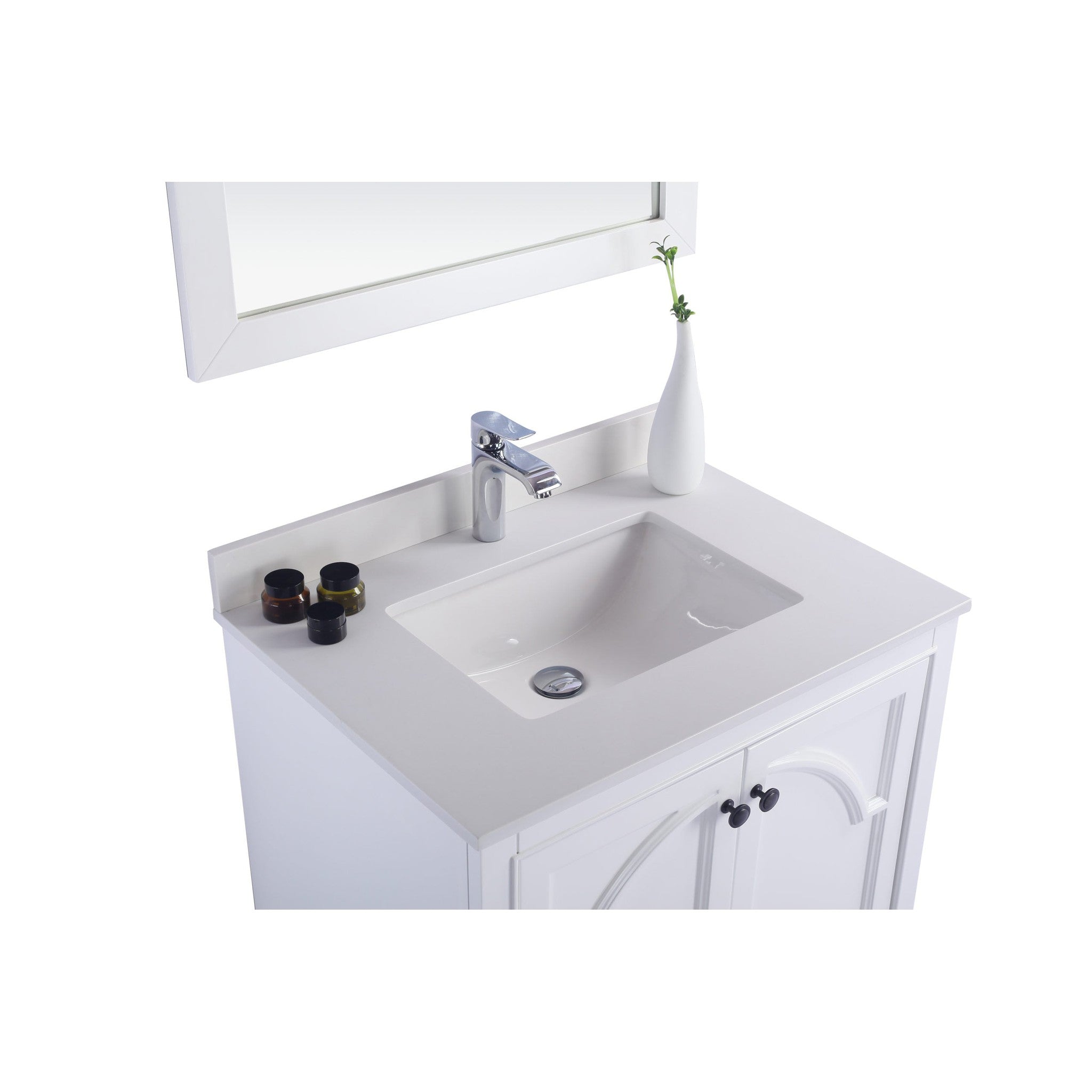 Odyssey 30" White Bathroom Vanity with White Quartz Countertop