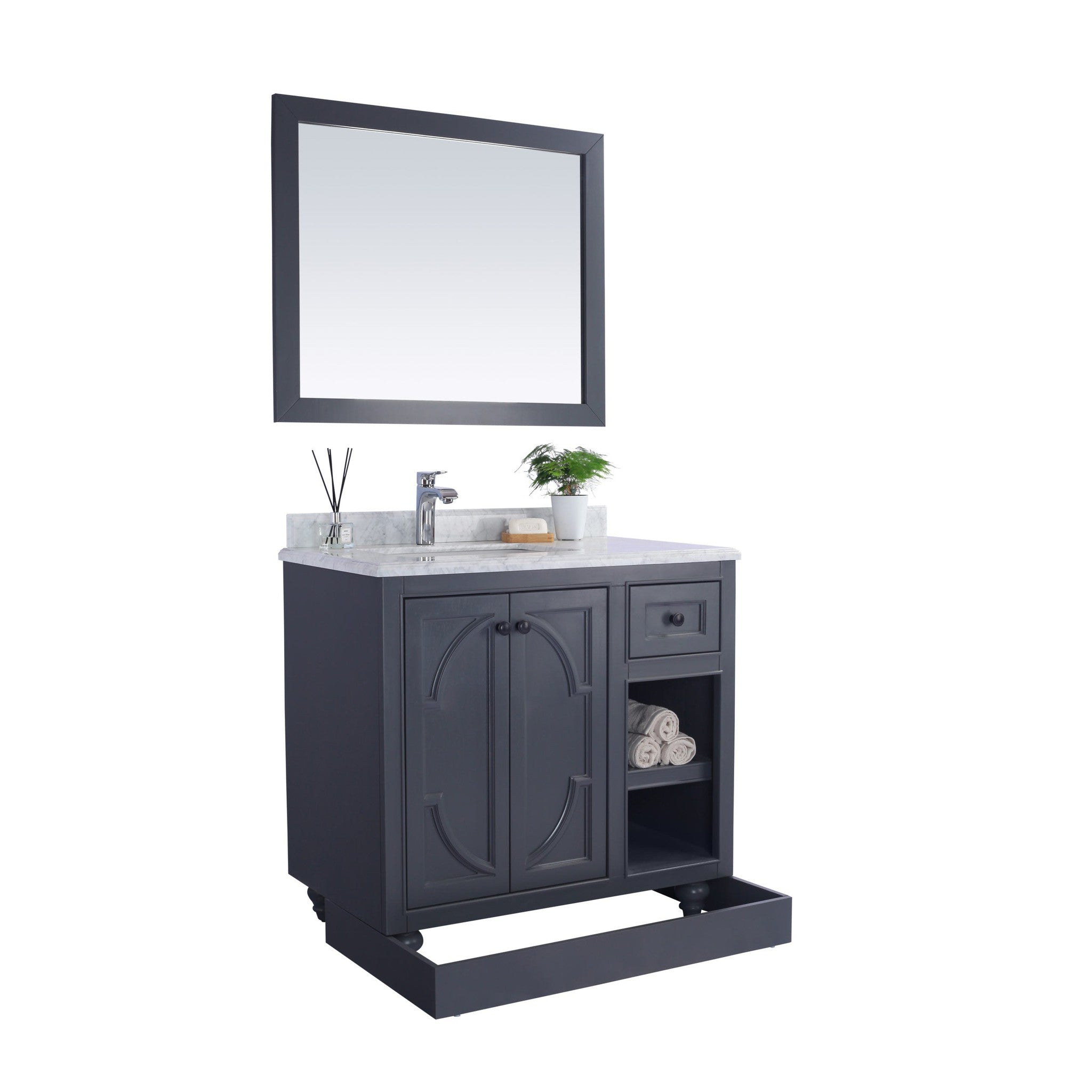 Odyssey 36" Maple Grey Bathroom Vanity with Matte Black VIVA Stone Solid Surface Countertop