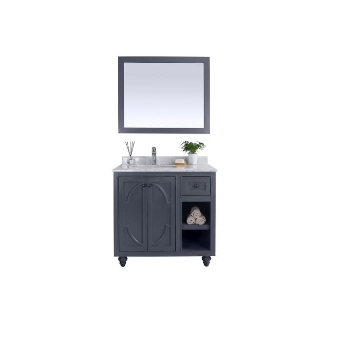 Odyssey 36" Maple Grey Bathroom Vanity with White Carrara Marble Countertop