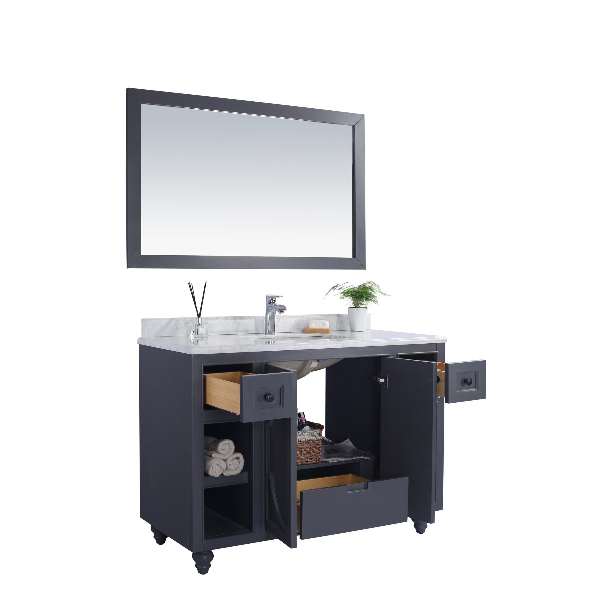 Odyssey 48" Maple Grey Bathroom Vanity with Matte White VIVA Stone Solid Surface Countertop