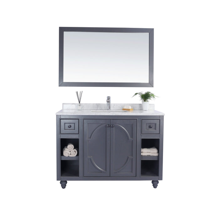 Odyssey 48" Maple Grey Bathroom Vanity with White Carrara Marble Countertop