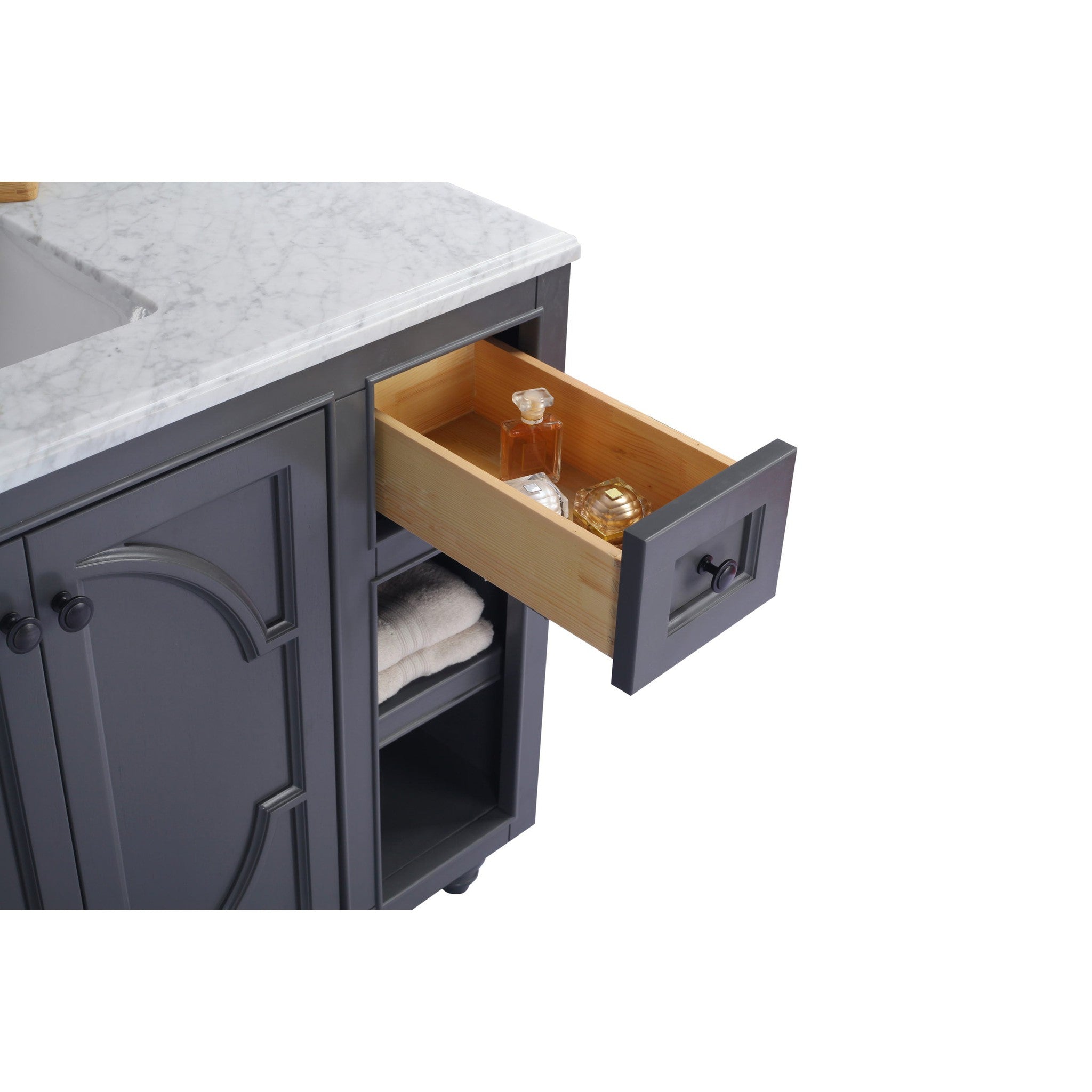 Odyssey 48" Maple Grey Bathroom Vanity with White Stripes Marble Countertop