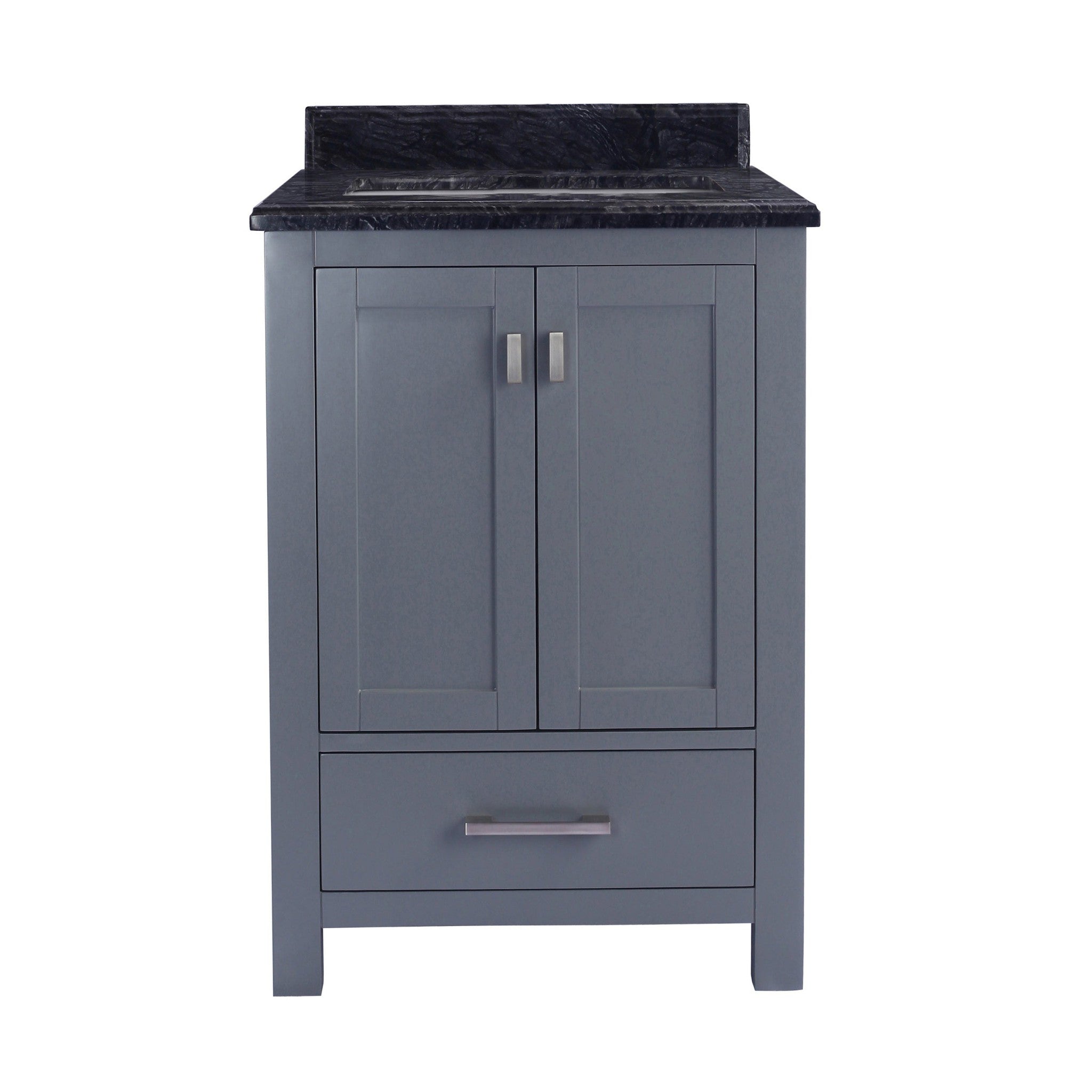 Wilson 24" Grey Bathroom Vanity with Black Wood Marble Countertop
