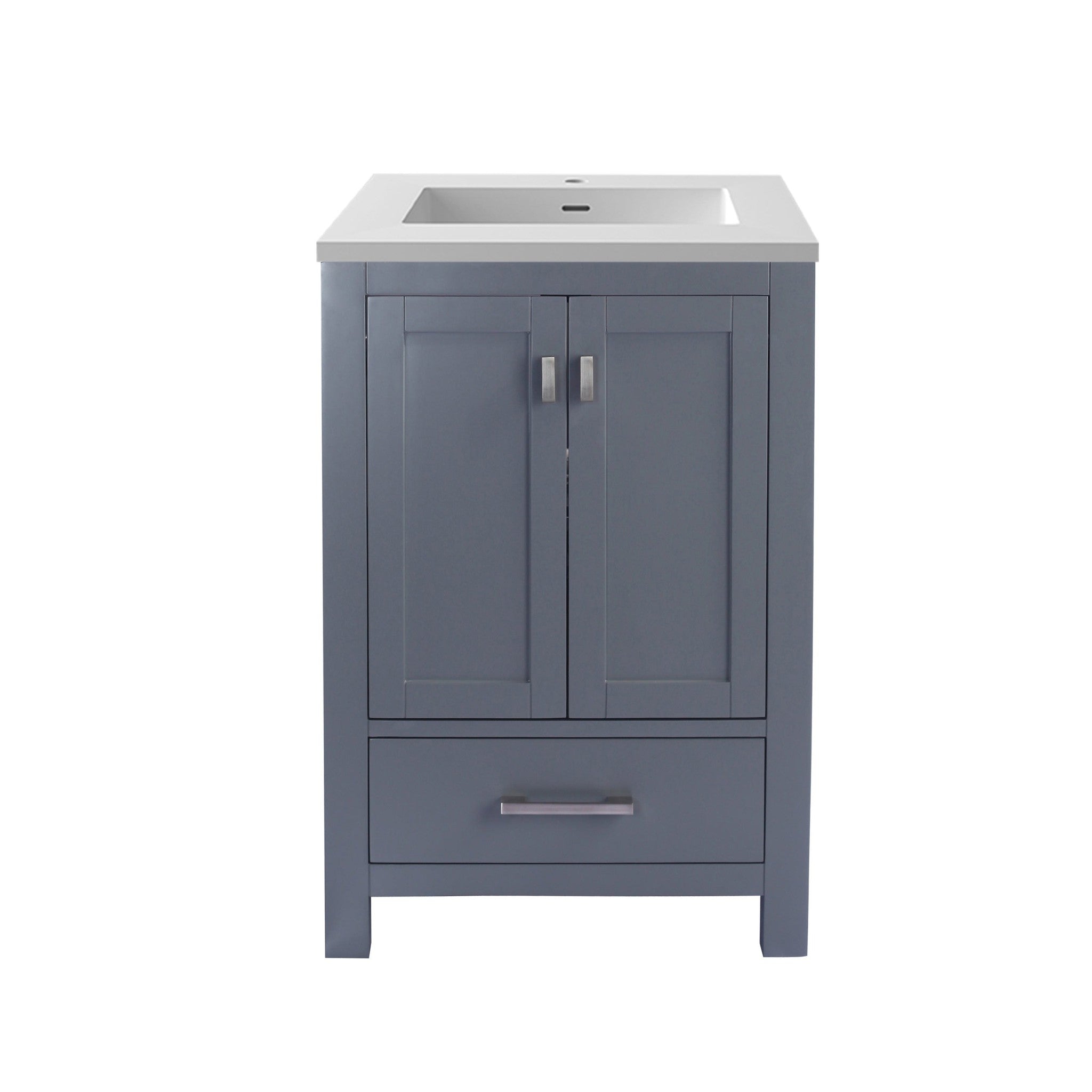 Wilson 24" Grey Bathroom Vanity with Matte White VIVA Stone Solid Surface Countertop