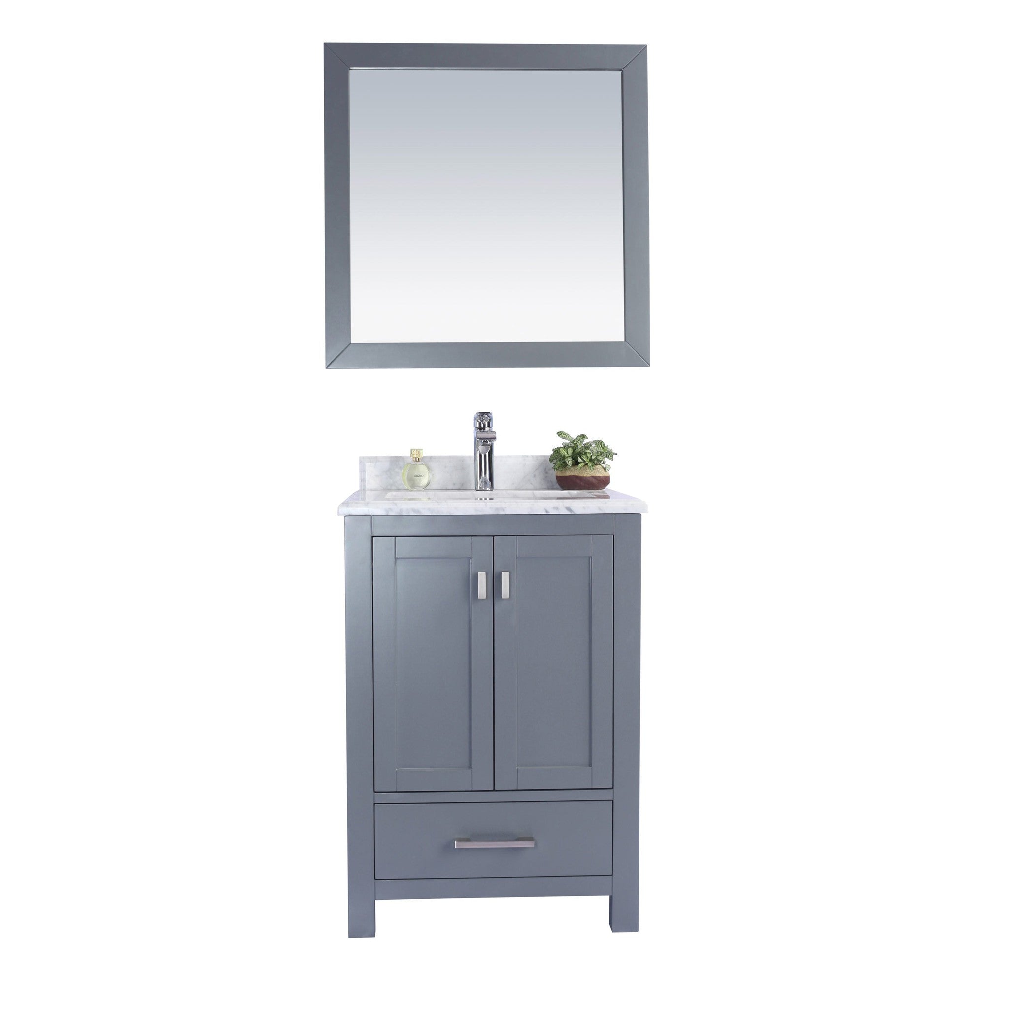 Wilson 24" Grey Bathroom Vanity with White Carrara Marble Countertop