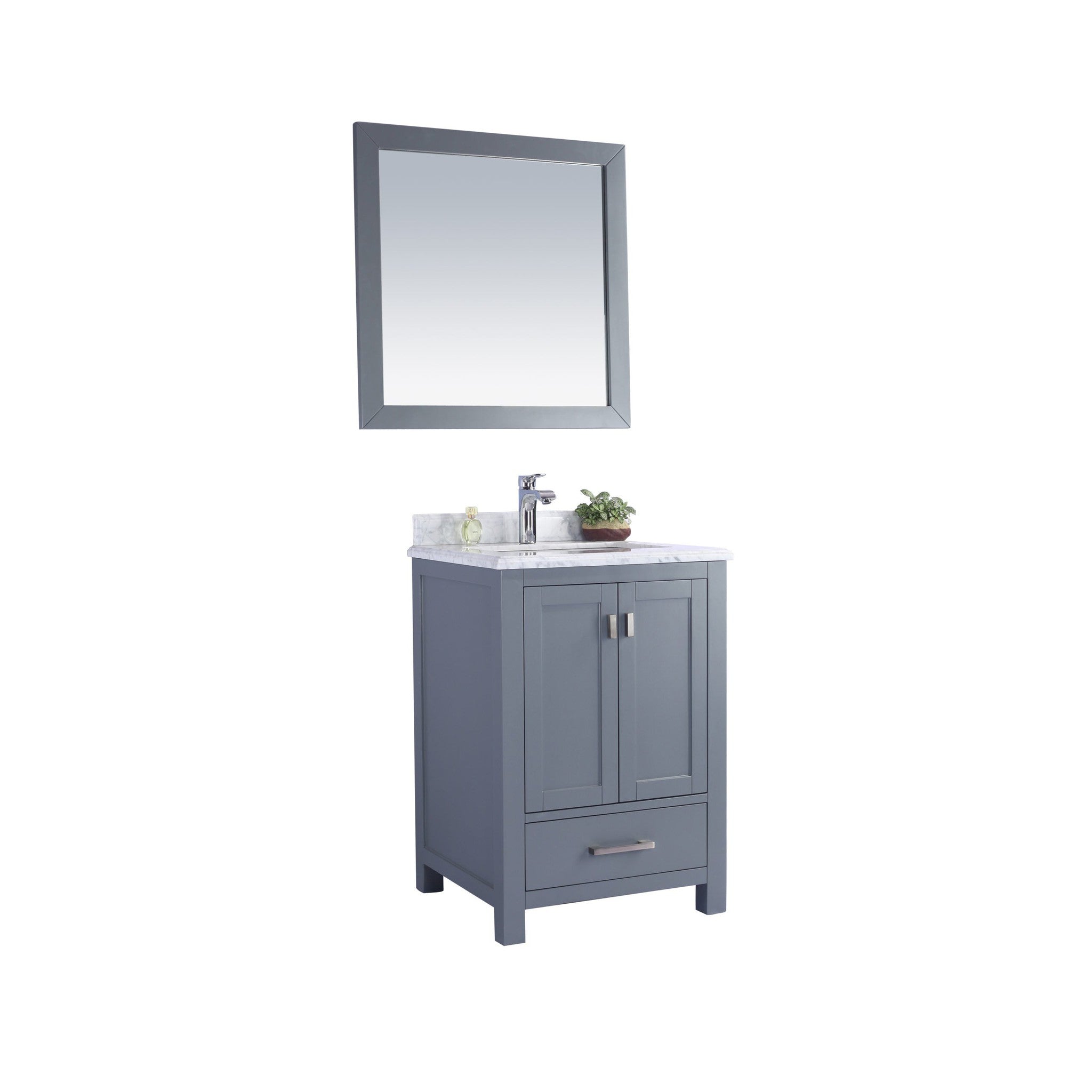 Wilson 24" Grey Bathroom Vanity with White Carrara Marble Countertop