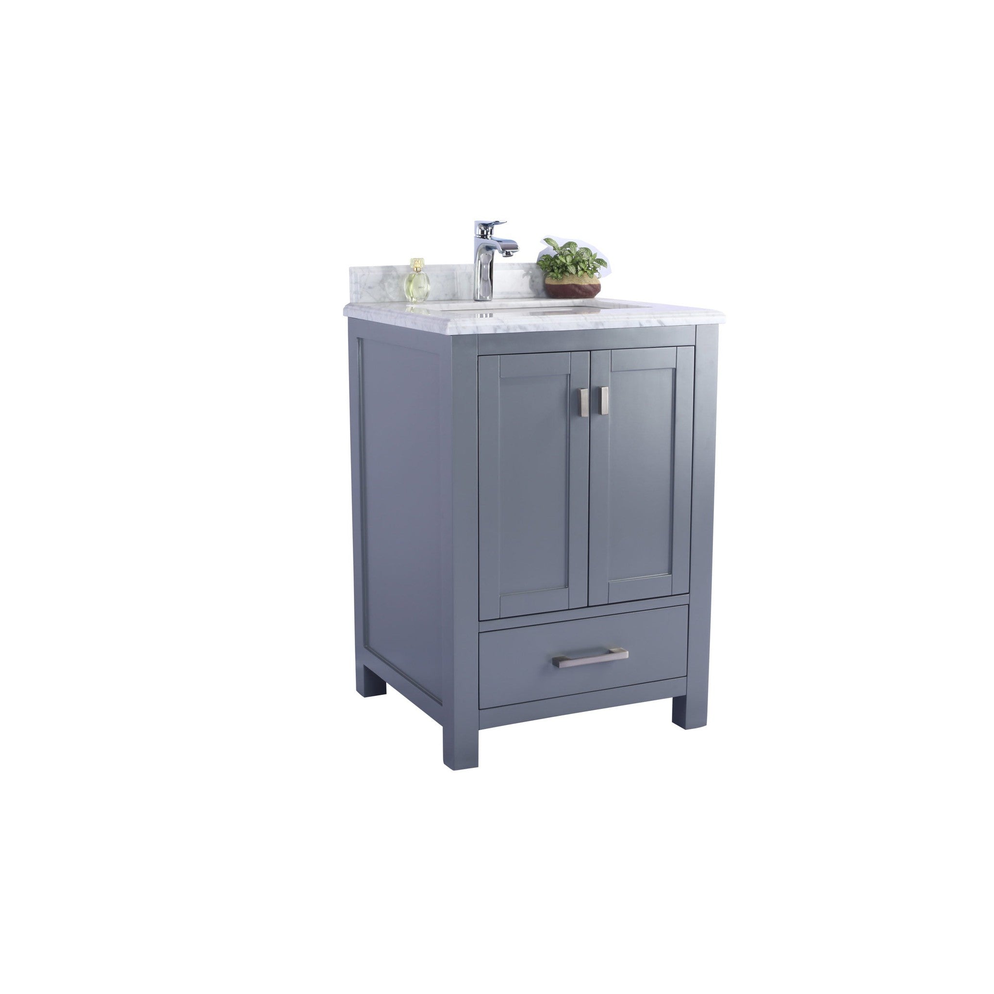Wilson 24" Grey Bathroom Vanity with White Carrara Marble Countertop
