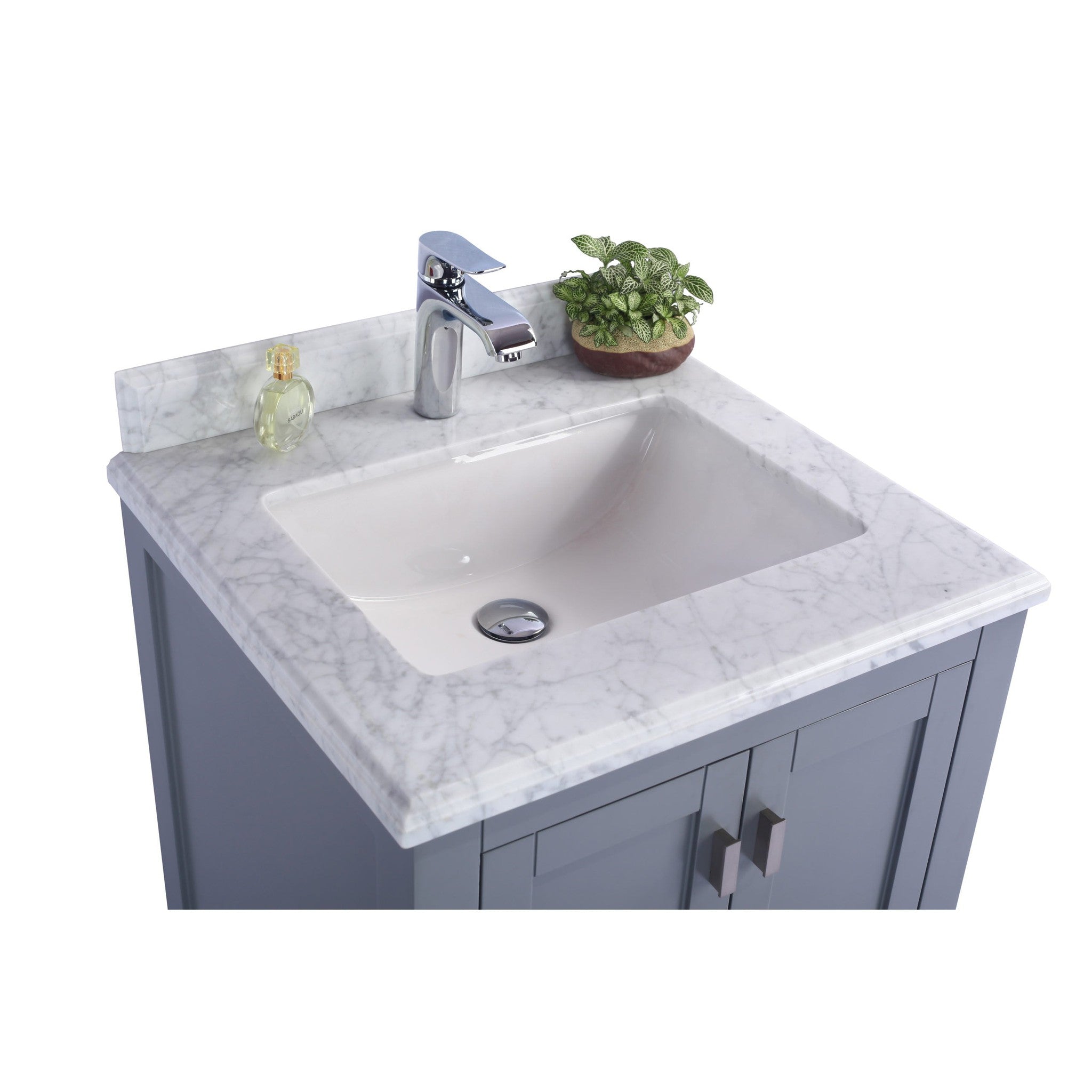 Wilson 24" Grey Bathroom Vanity with White Carrara Marble Countertop