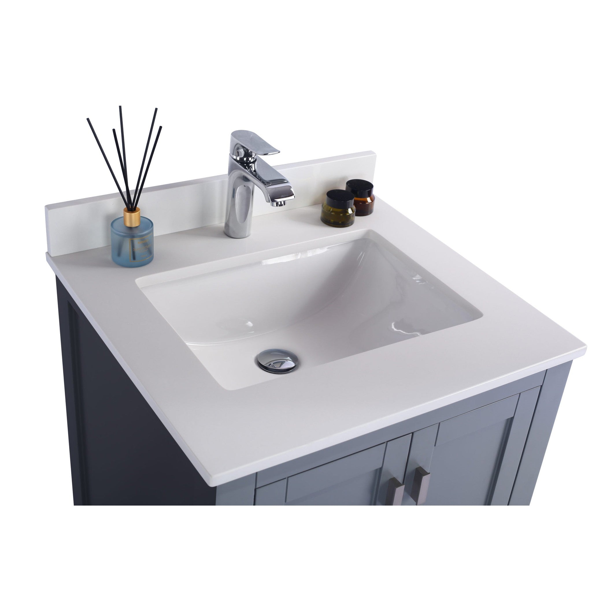 Wilson 24" Grey Bathroom Vanity with White Quartz Countertop
