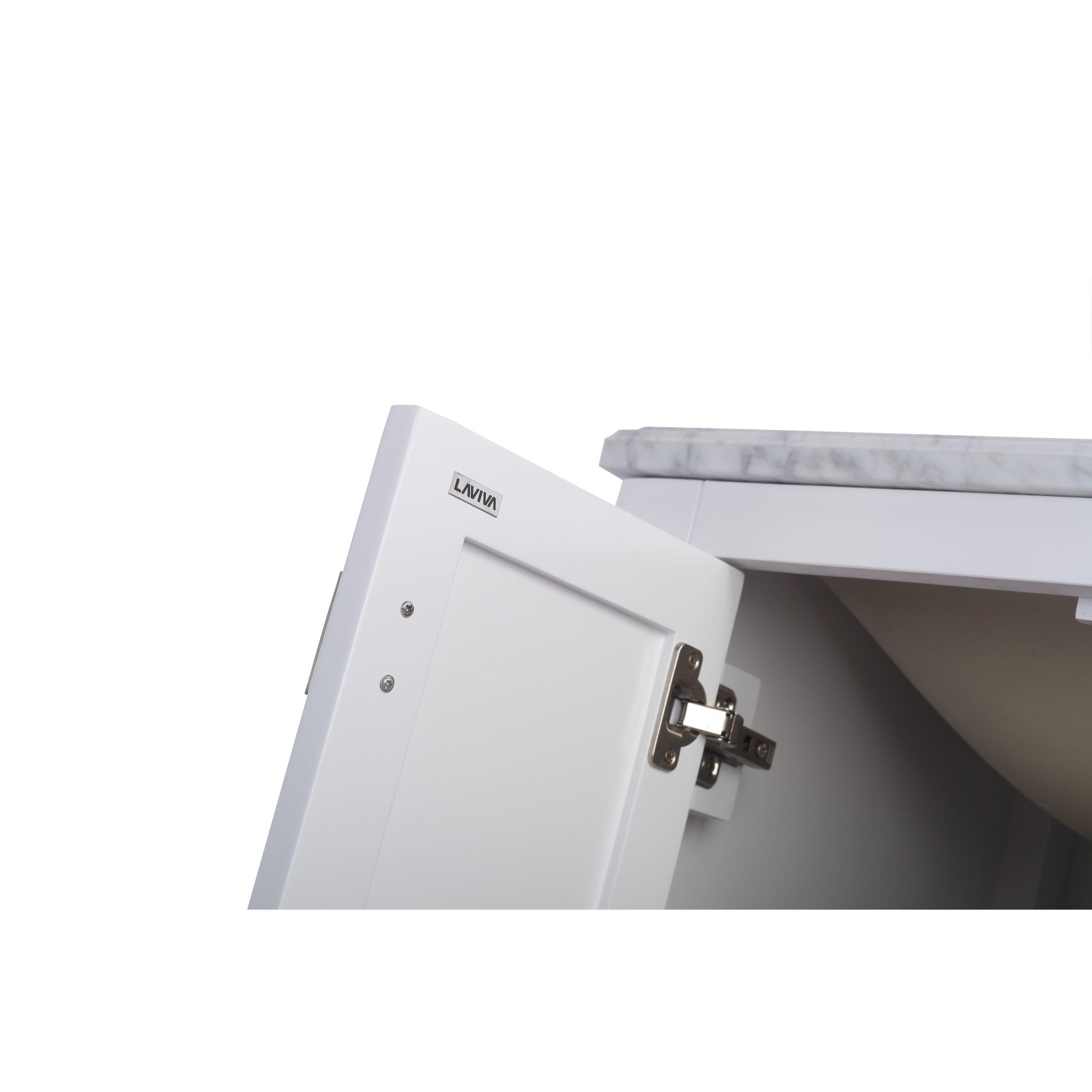 Wilson 24" White Bathroom Vanity with Black Wood Marble Countertop