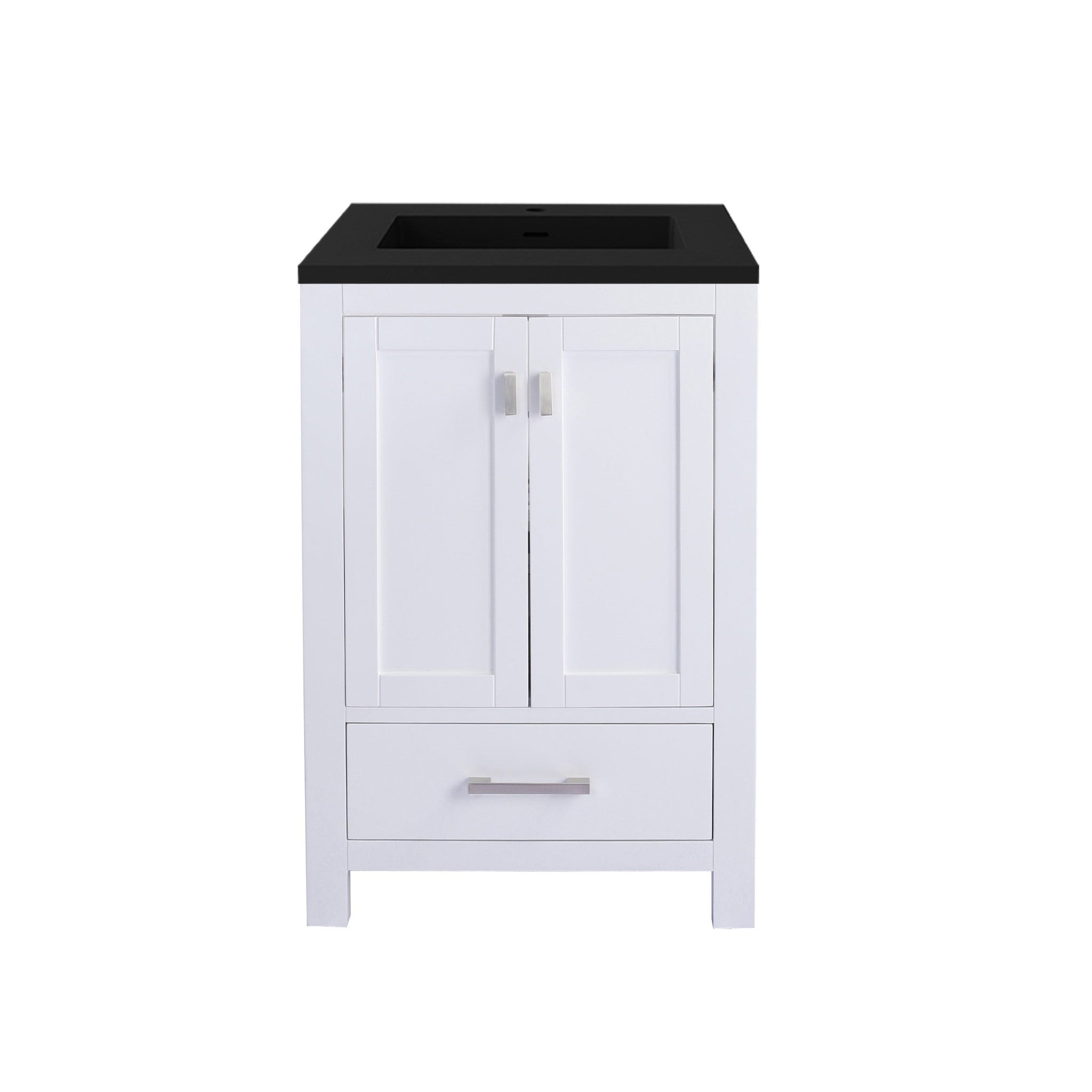 Wilson 24" White Bathroom Vanity with Matte Black VIVA Stone Solid Surface Countertop