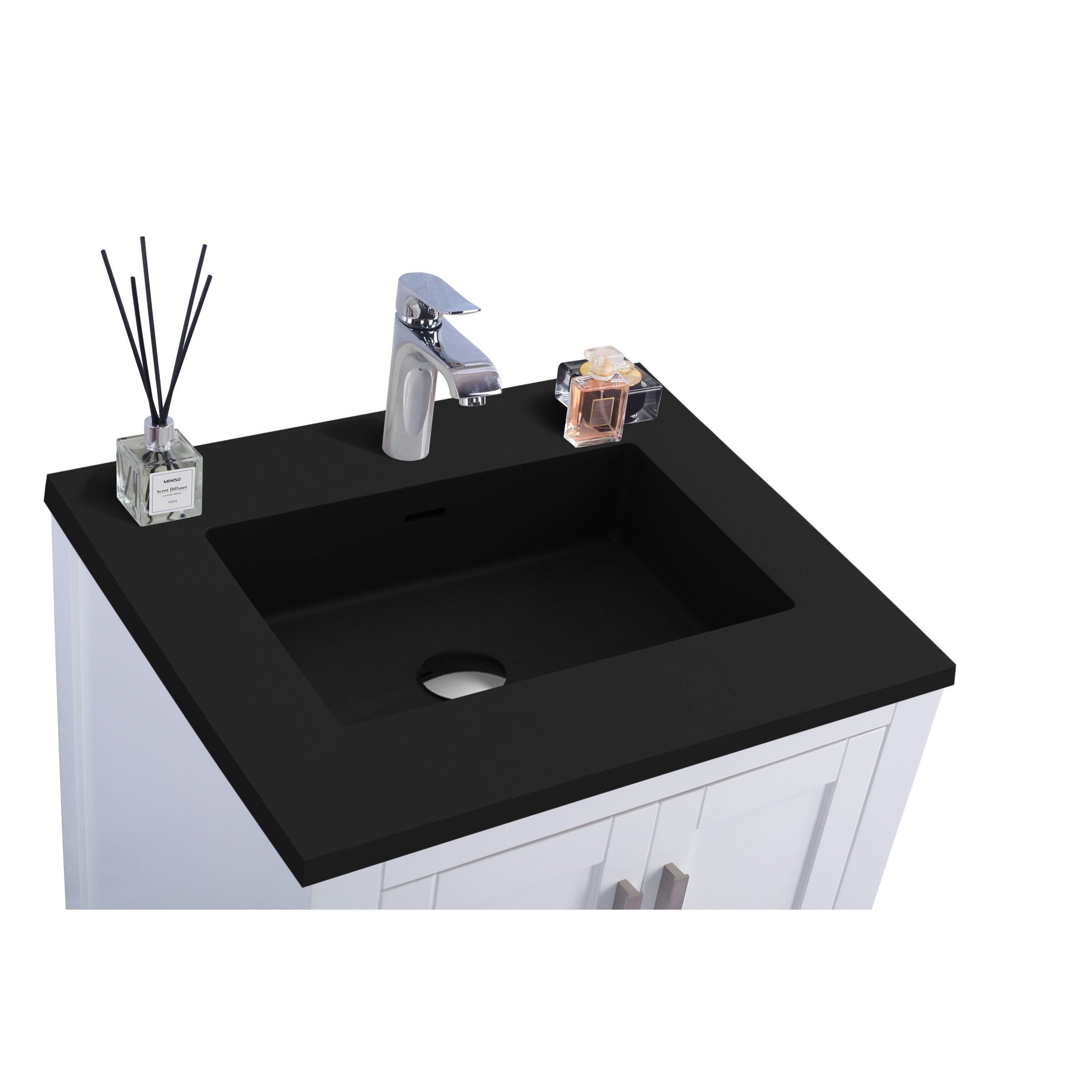 Wilson 24" White Bathroom Vanity with Matte Black VIVA Stone Solid Surface Countertop