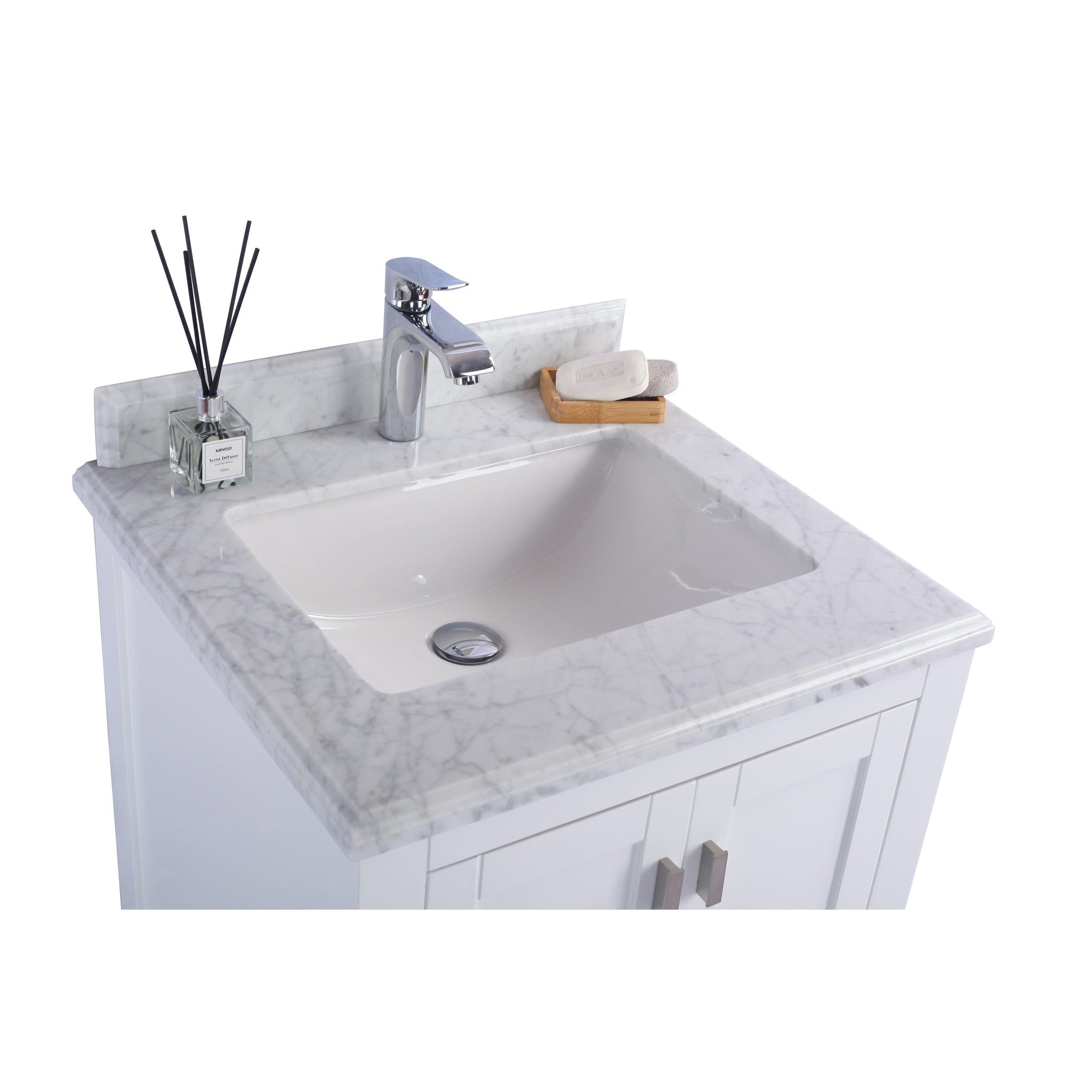 Wilson 24" White Bathroom Vanity with White Carrara Marble Countertop