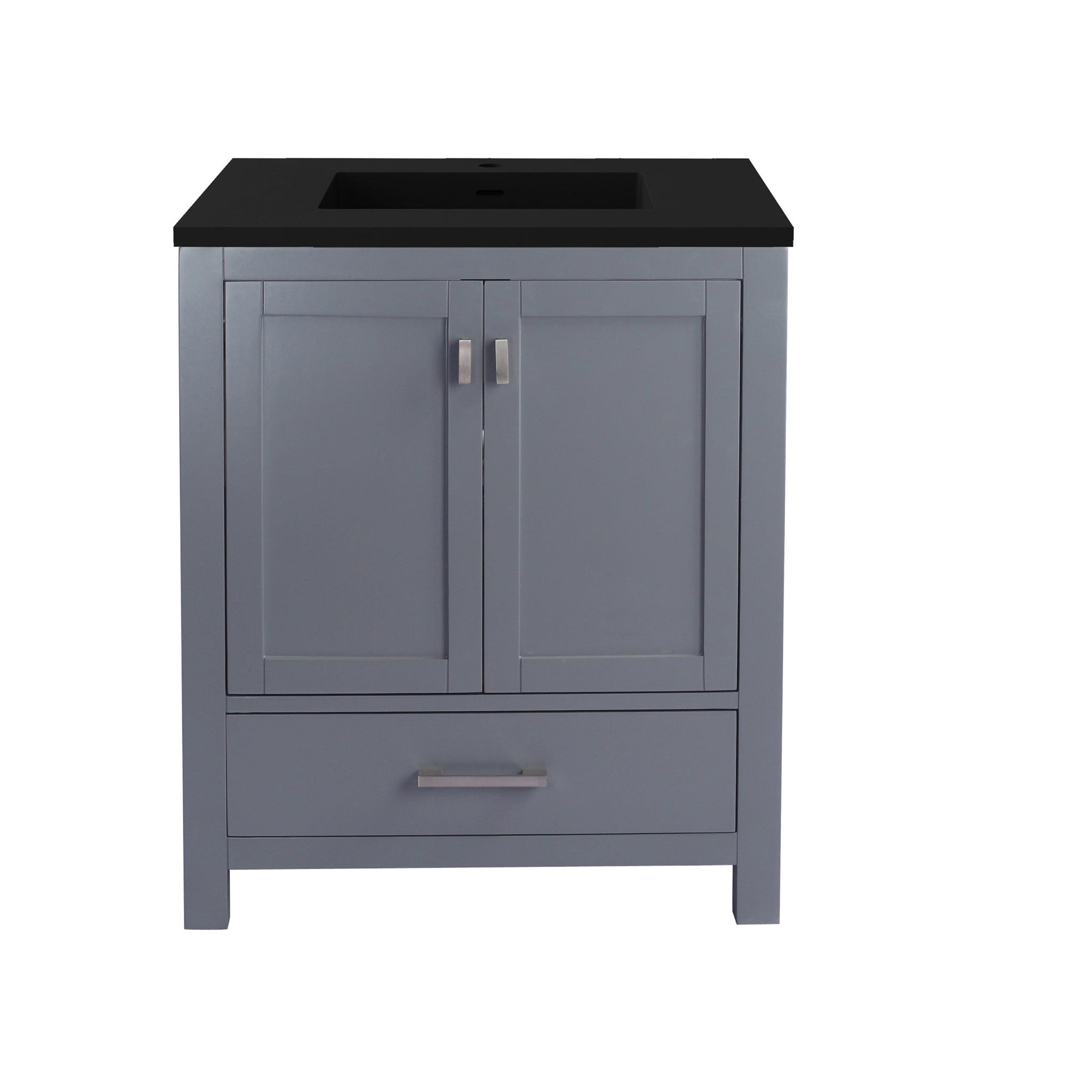 Wilson 30" Grey Bathroom Vanity with Matte Black VIVA Stone Solid Surface Countertop
